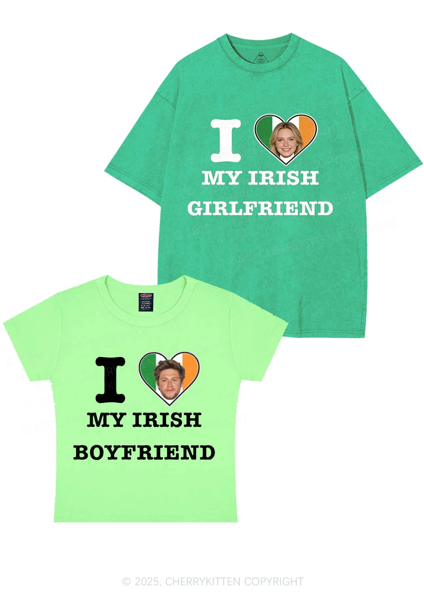 Custom My Irish BF GF Y2K Valentine's Day Couple Shirt Cherrykitten - Image 9