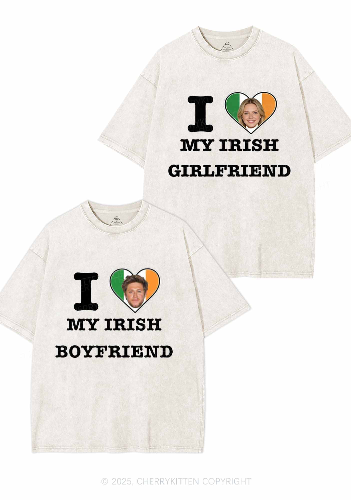Custom My Irish BF GF Y2K Valentine's Day Washed Tee Cherrykitten - Image 5