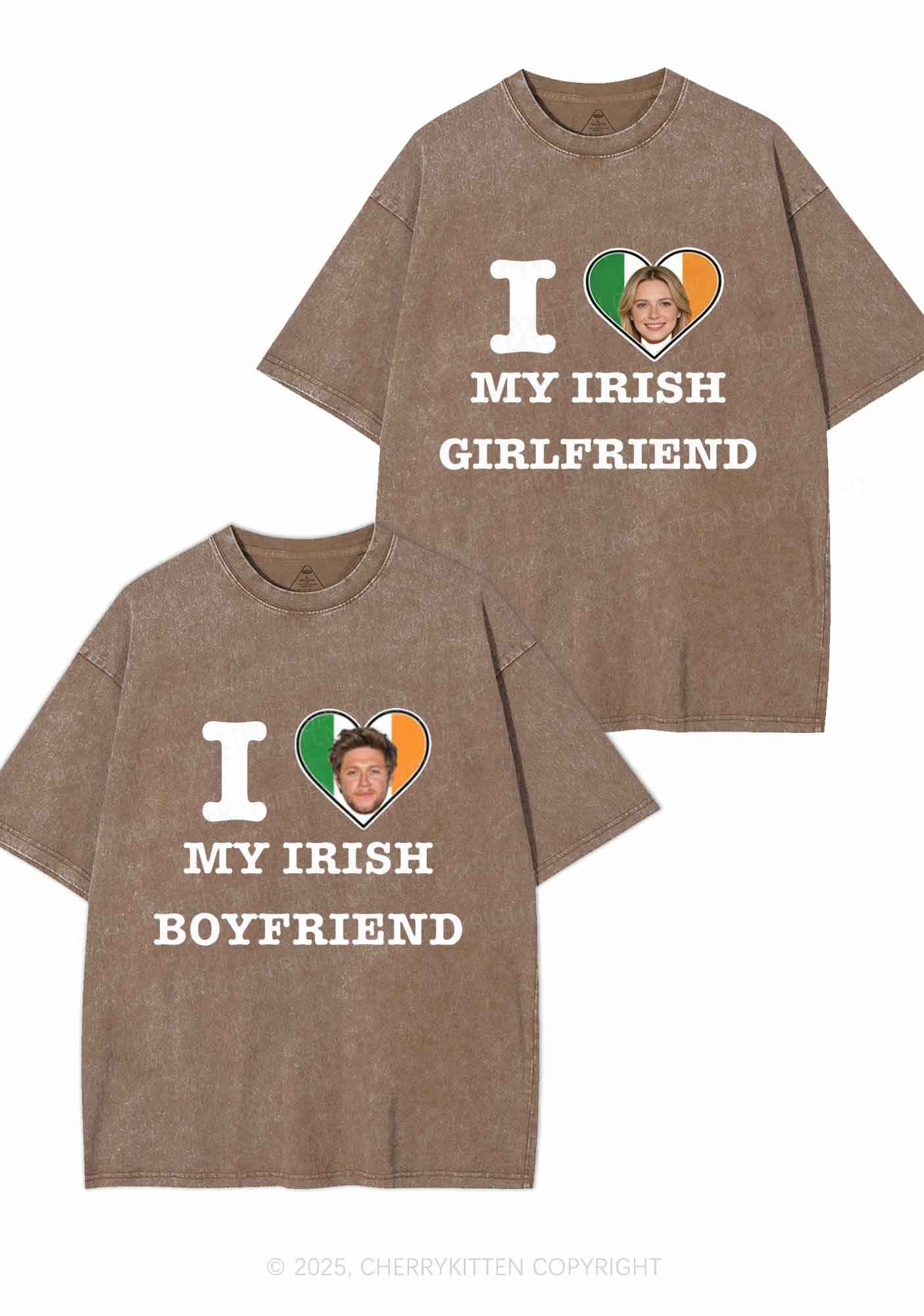 Custom My Irish BF GF Y2K Valentine's Day Washed Tee Cherrykitten - Image 6