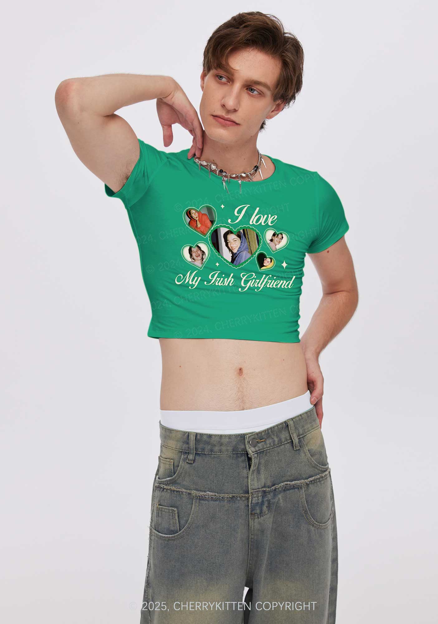 Custom My Irish Girlfriend St Patricks Y2K Baby Tee Cherrykitten - Image 2