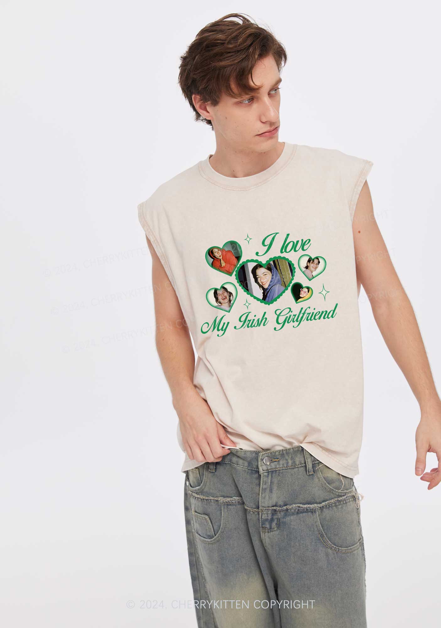 Custom My Irish Girlfriend St Patricks Y2K Washed Tank Cherrykitten - Image 2