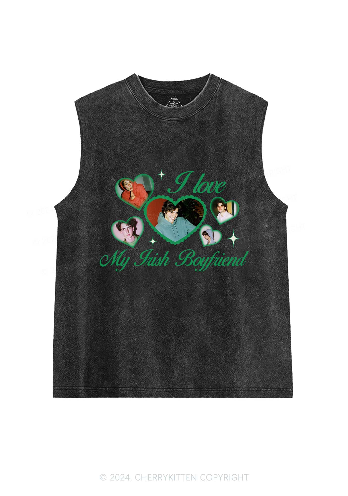 Custom My Irish Girlfriend St Patricks Y2K Washed Tank Cherrykitten - Image 3