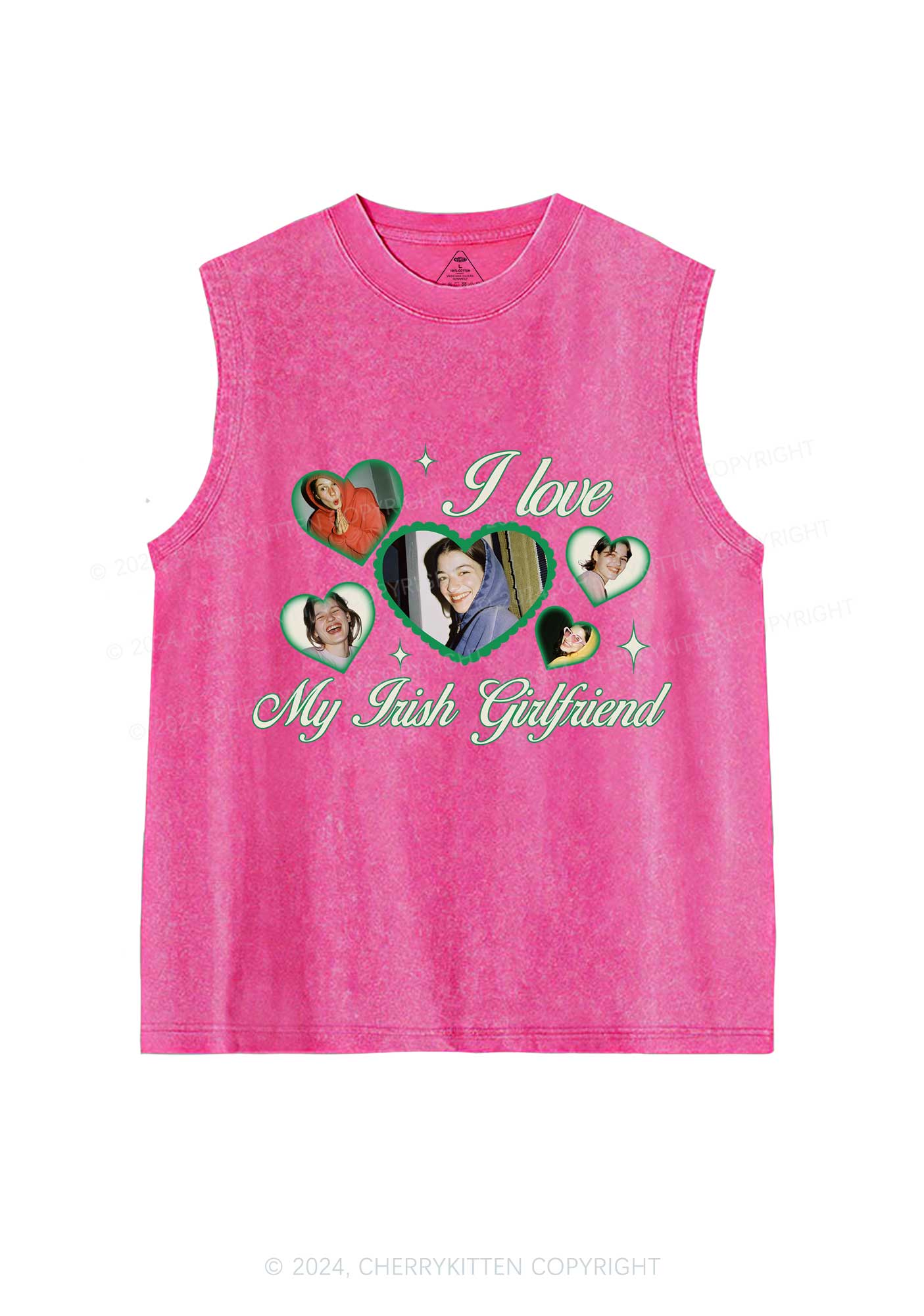 Custom My Irish Girlfriend St Patricks Y2K Washed Tank Cherrykitten - Image 4