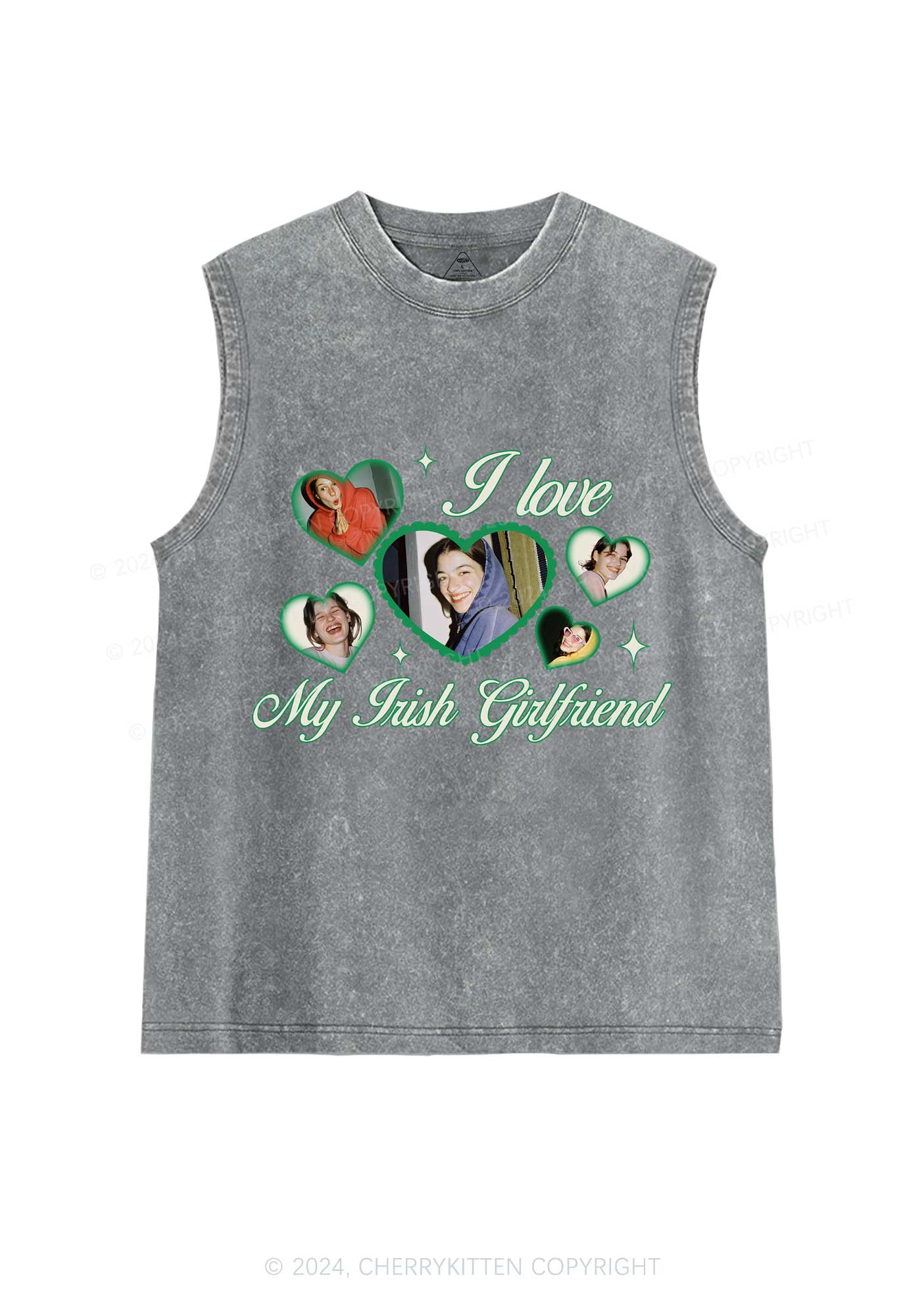 Custom My Irish Girlfriend St Patricks Y2K Washed Tank Cherrykitten - Image 5