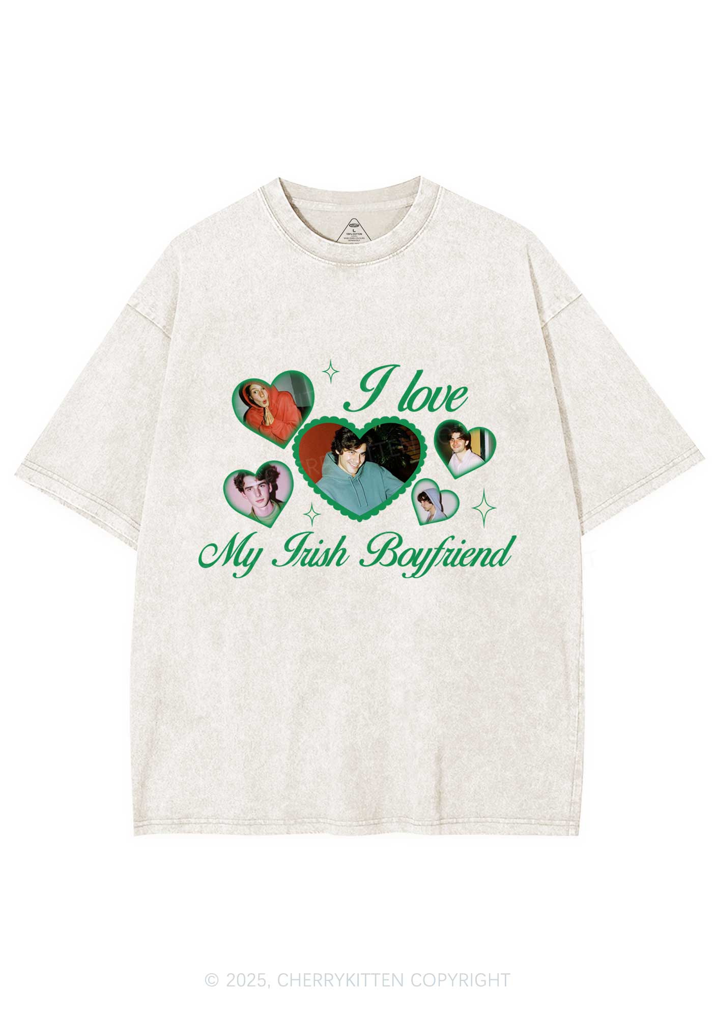 Custom My Irish Girlfriend St Patricks Y2K Washed Tee Cherrykitten - Image 3