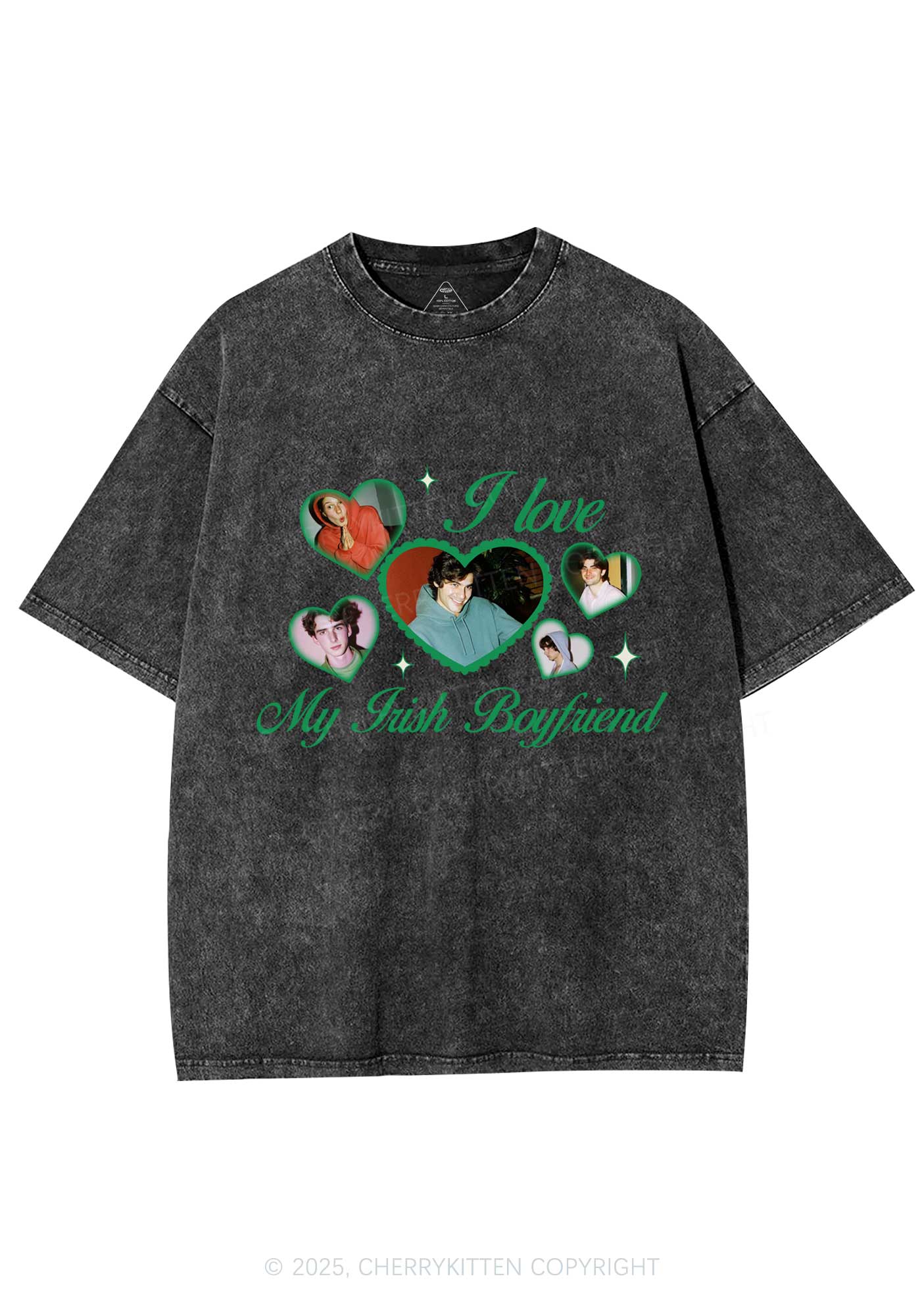 Custom My Irish Girlfriend St Patricks Y2K Washed Tee Cherrykitten - Image 4
