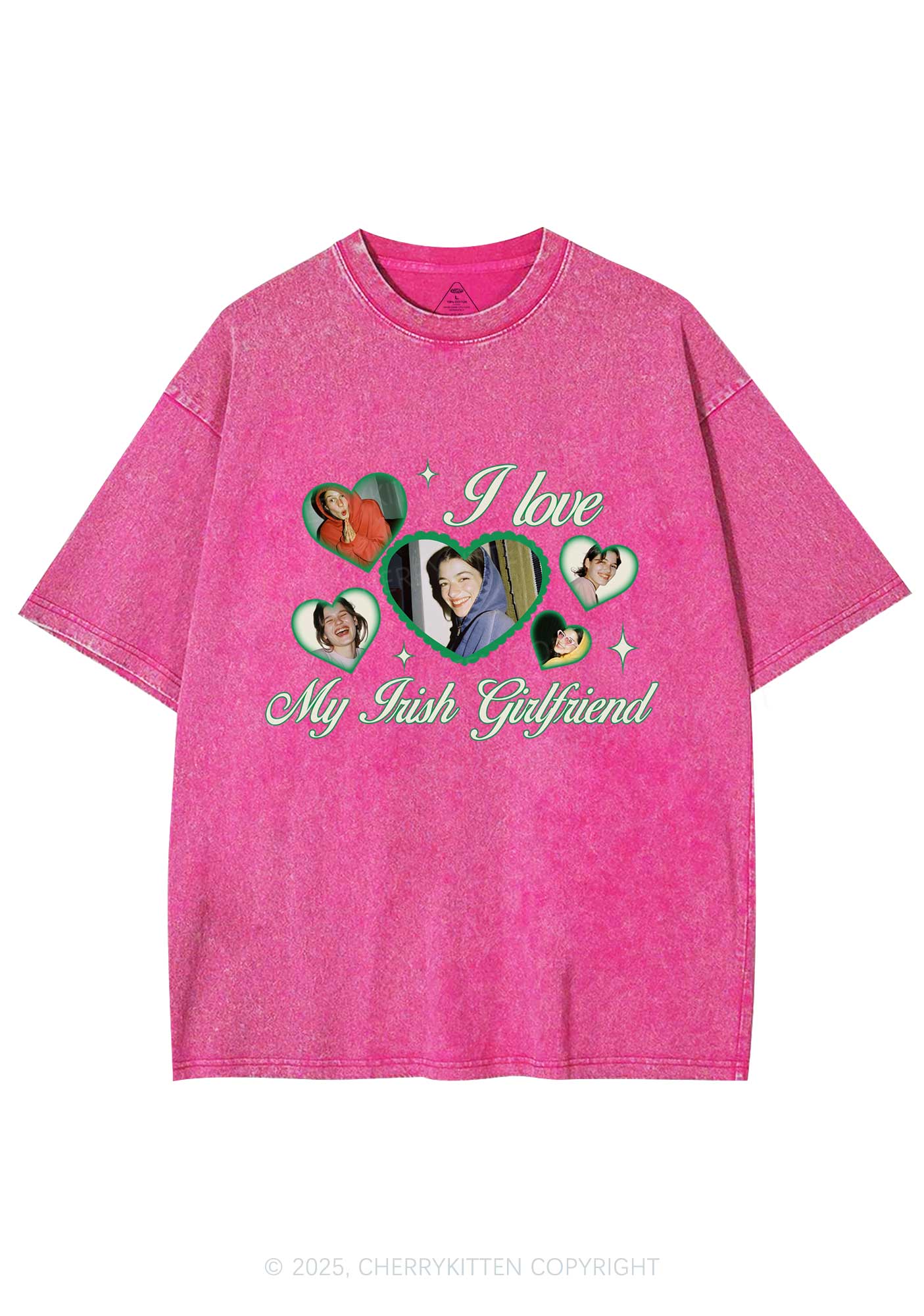 Custom My Irish Girlfriend St Patricks Y2K Washed Tee Cherrykitten - Image 5