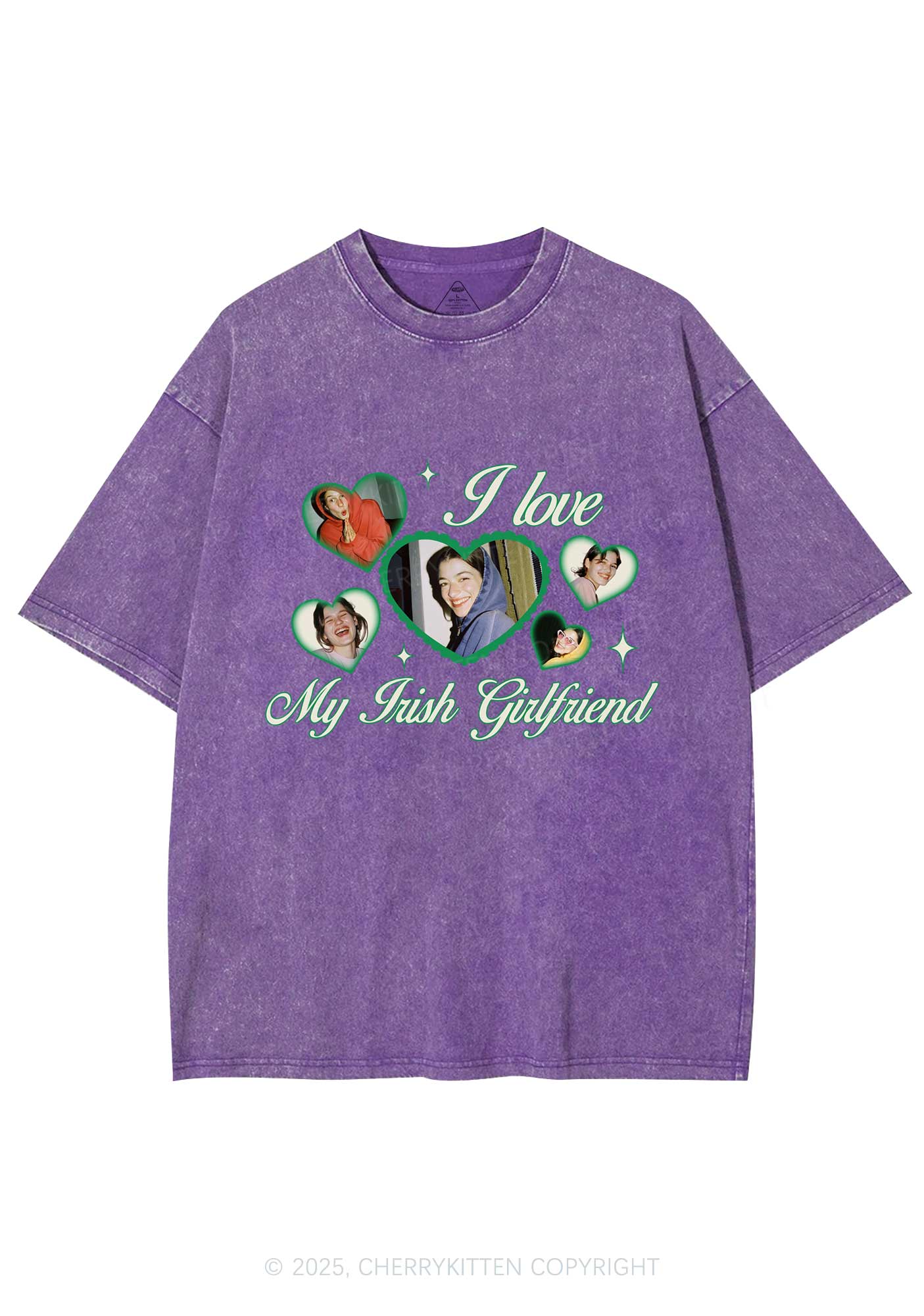 Custom My Irish Girlfriend St Patricks Y2K Washed Tee Cherrykitten - Image 6