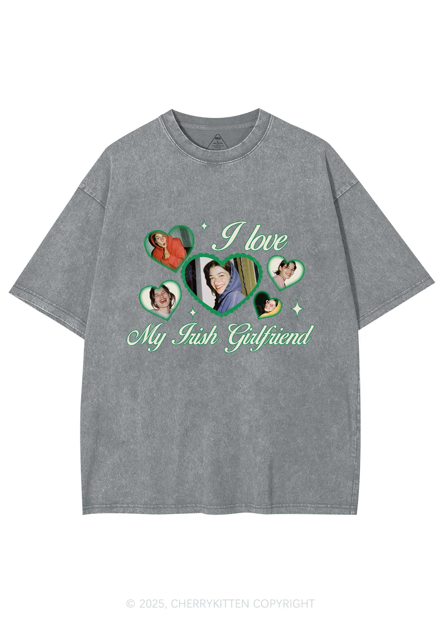 Custom My Irish Girlfriend St Patricks Y2K Washed Tee Cherrykitten - Image 7