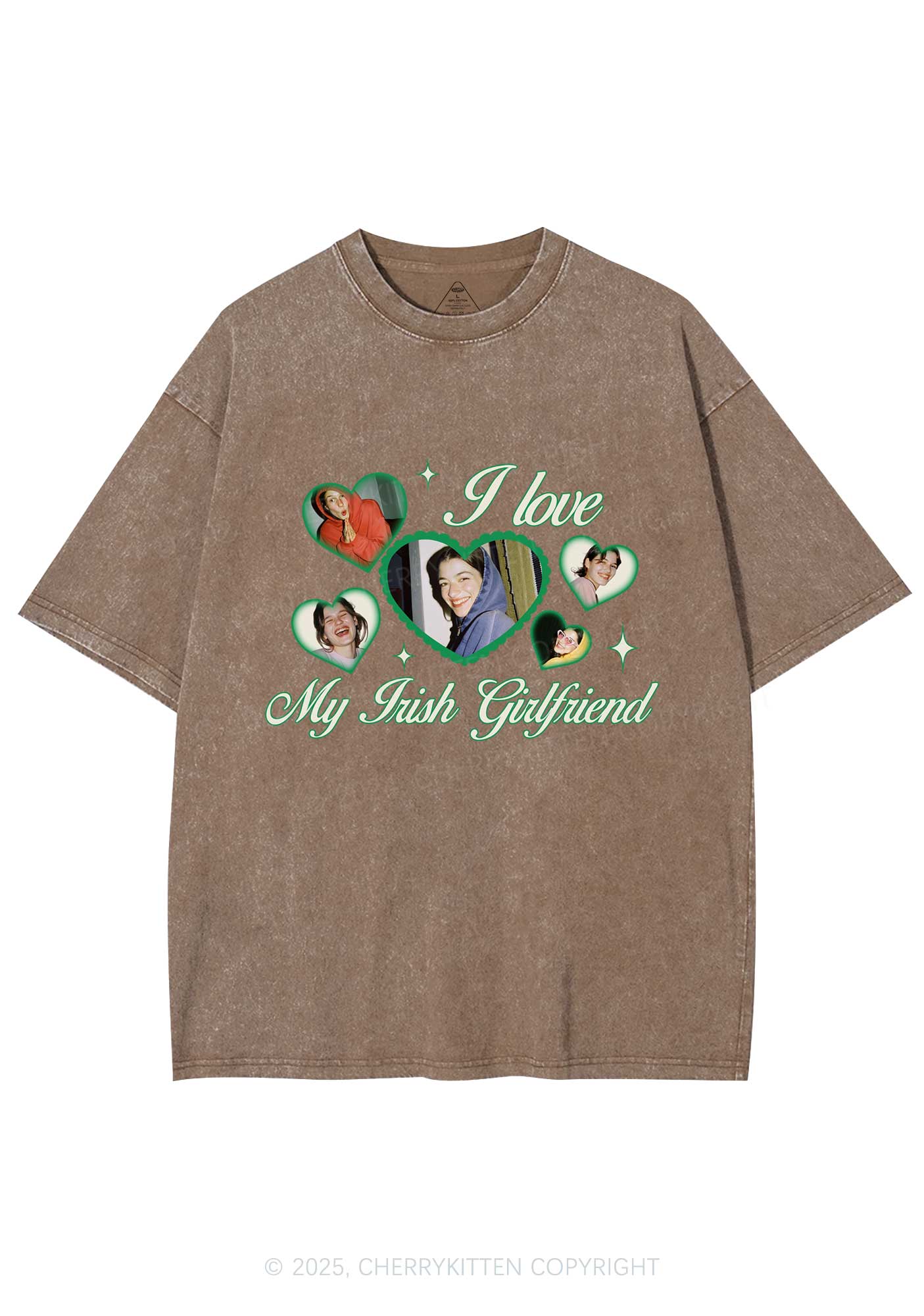 Custom My Irish Girlfriend St Patricks Y2K Washed Tee Cherrykitten - Image 8