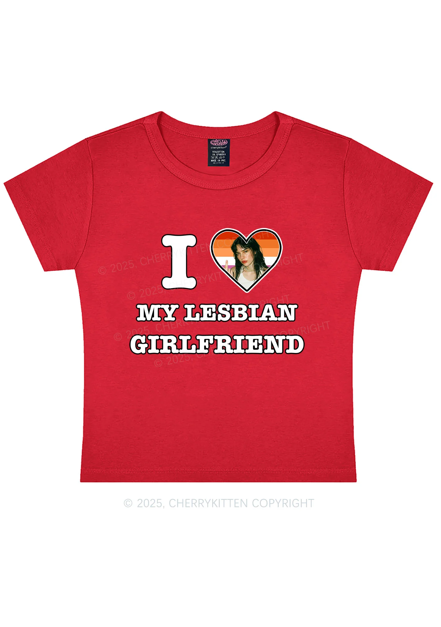 Custom My Lesbian GF Pride Y2K Baby Tee Cherrykitten - Image 12