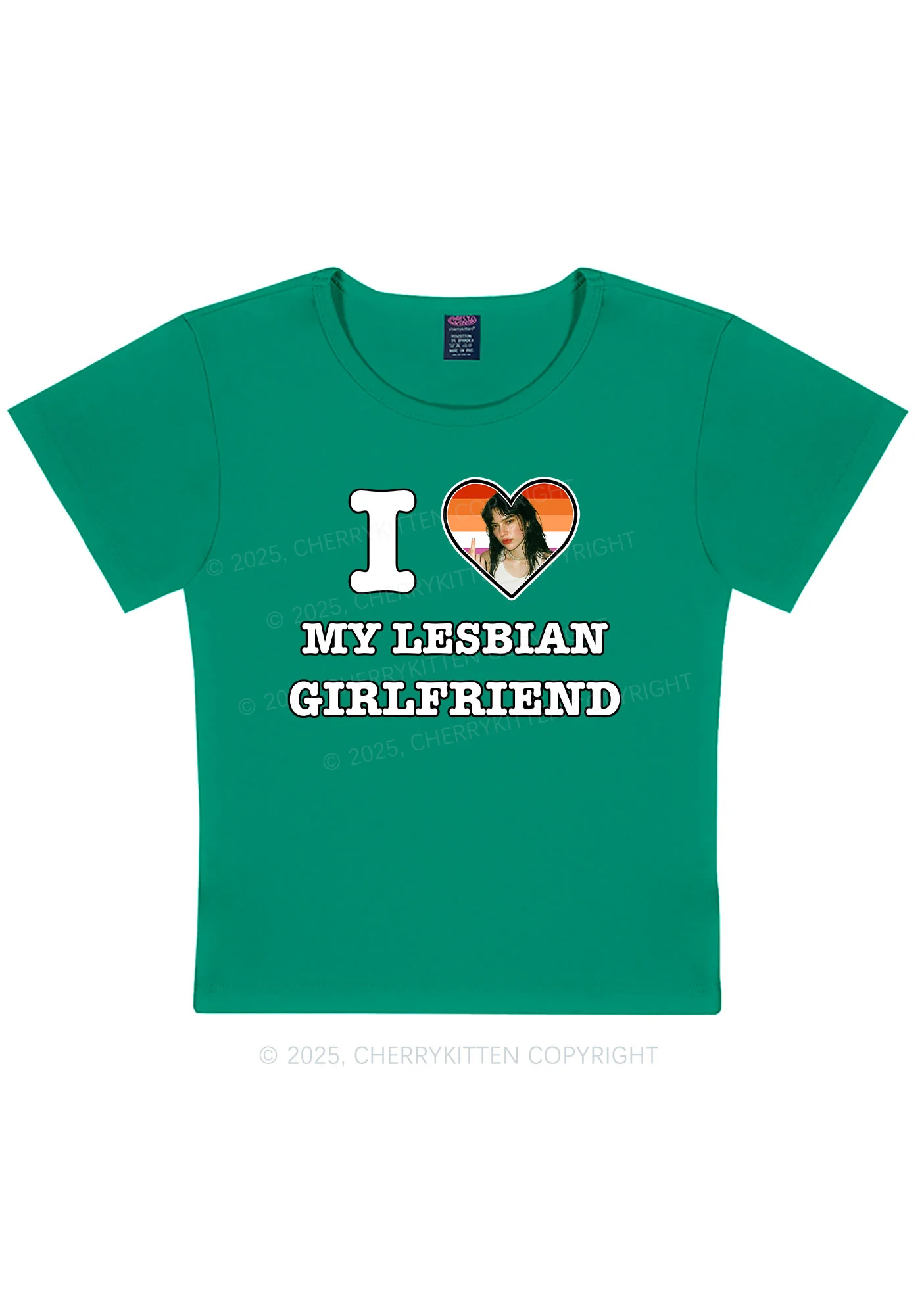 Custom My Lesbian GF Pride Y2K Baby Tee Cherrykitten - Image 13