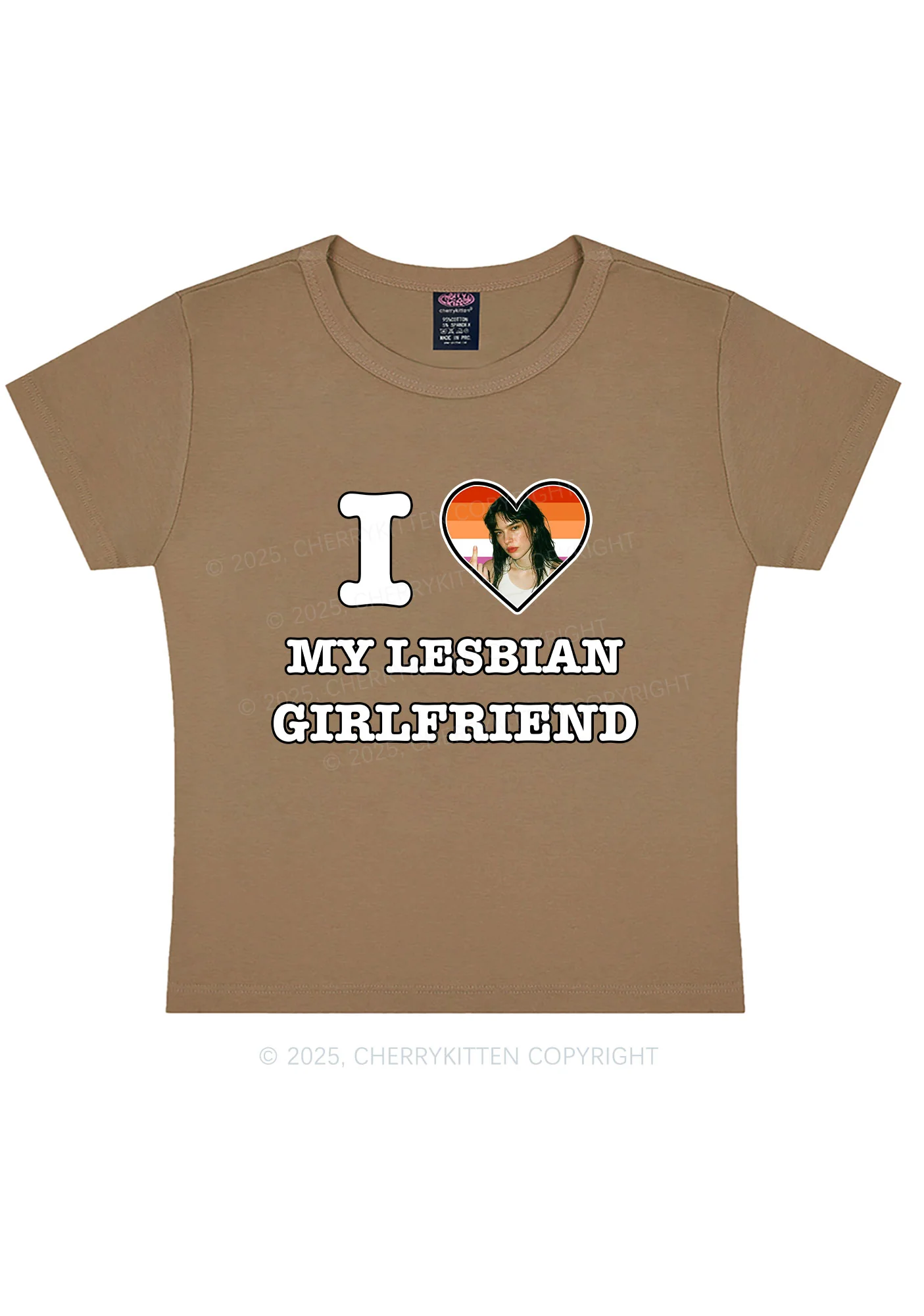 Custom My Lesbian GF Pride Y2K Baby Tee Cherrykitten - Image 9