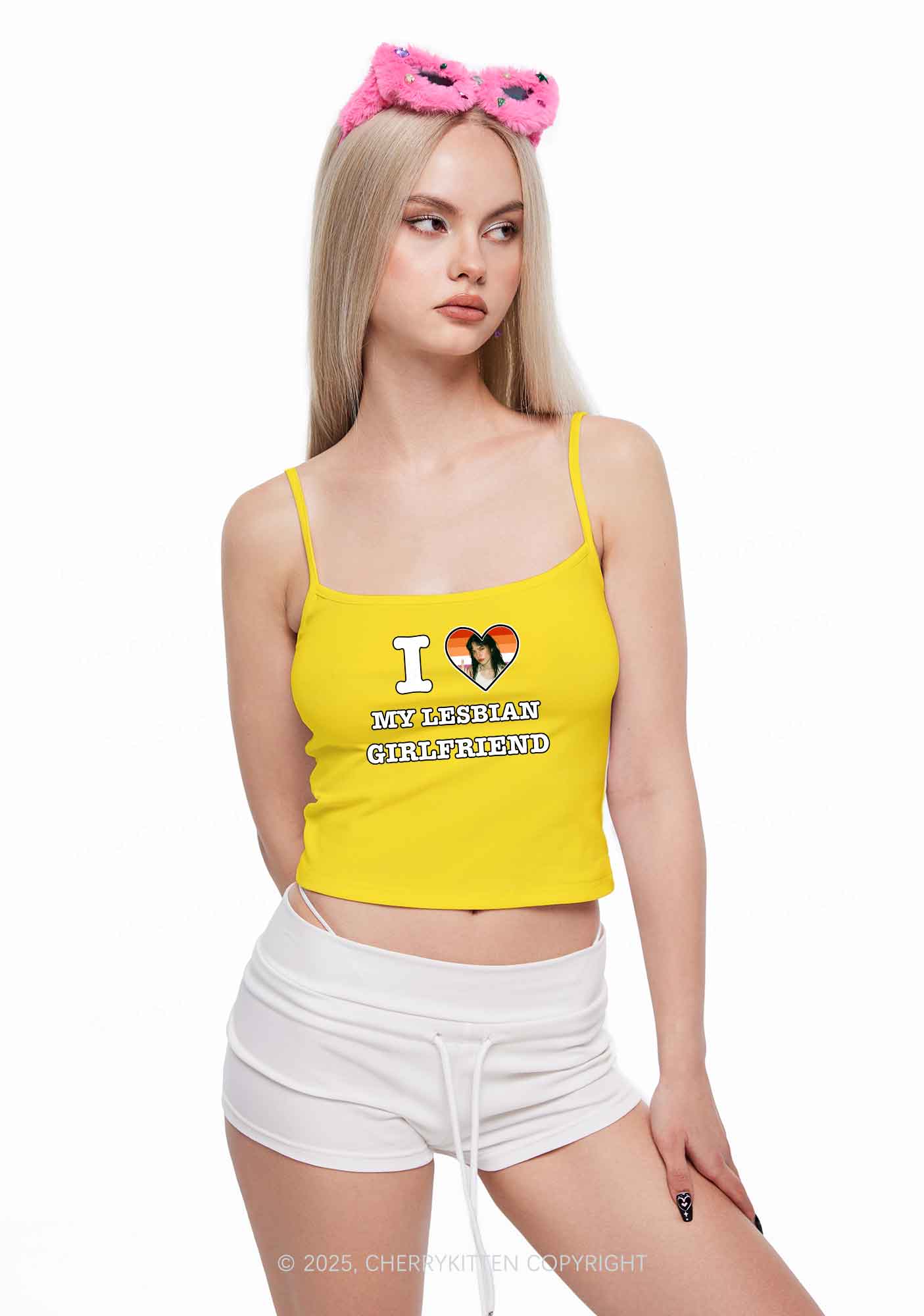 Custom My Lesbian GF Pride Y2K Spaghetti Strap Cami Cherrykitten - Image 2