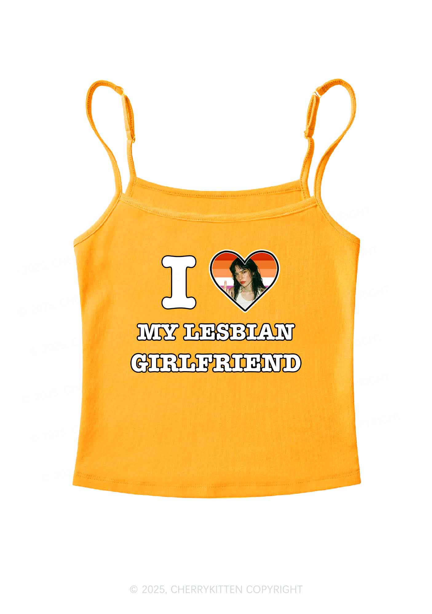 Custom My Lesbian GF Pride Y2K Spaghetti Strap Cami Cherrykitten - Image 7