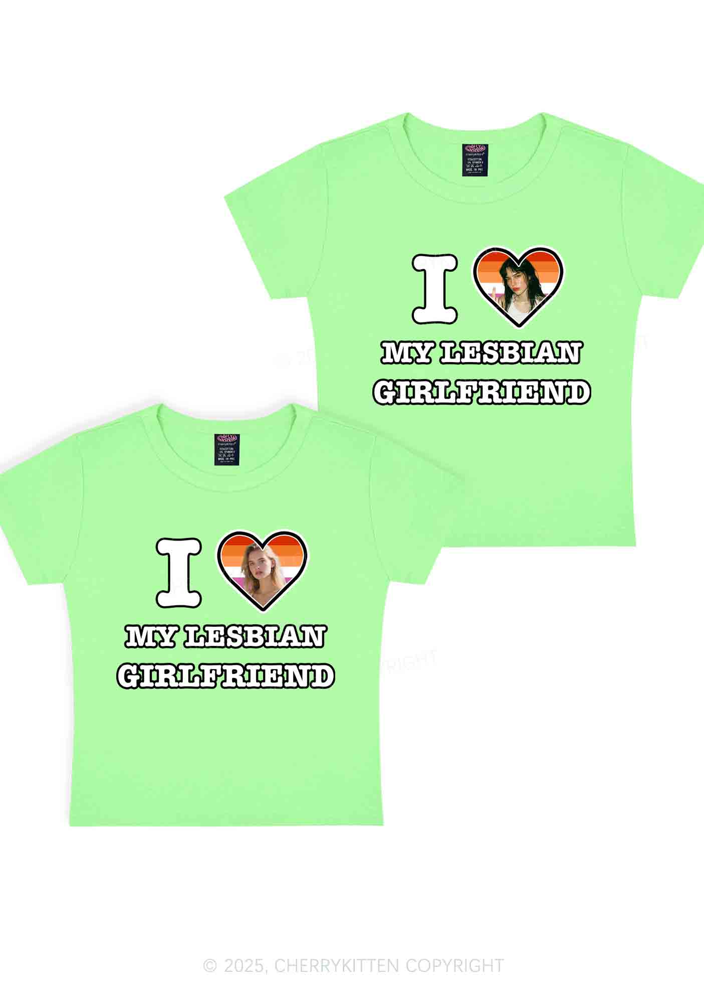 Custom My Lesbian GF Pride Y2K Valentine's Day Baby Tee Cherrykitten - Image 11
