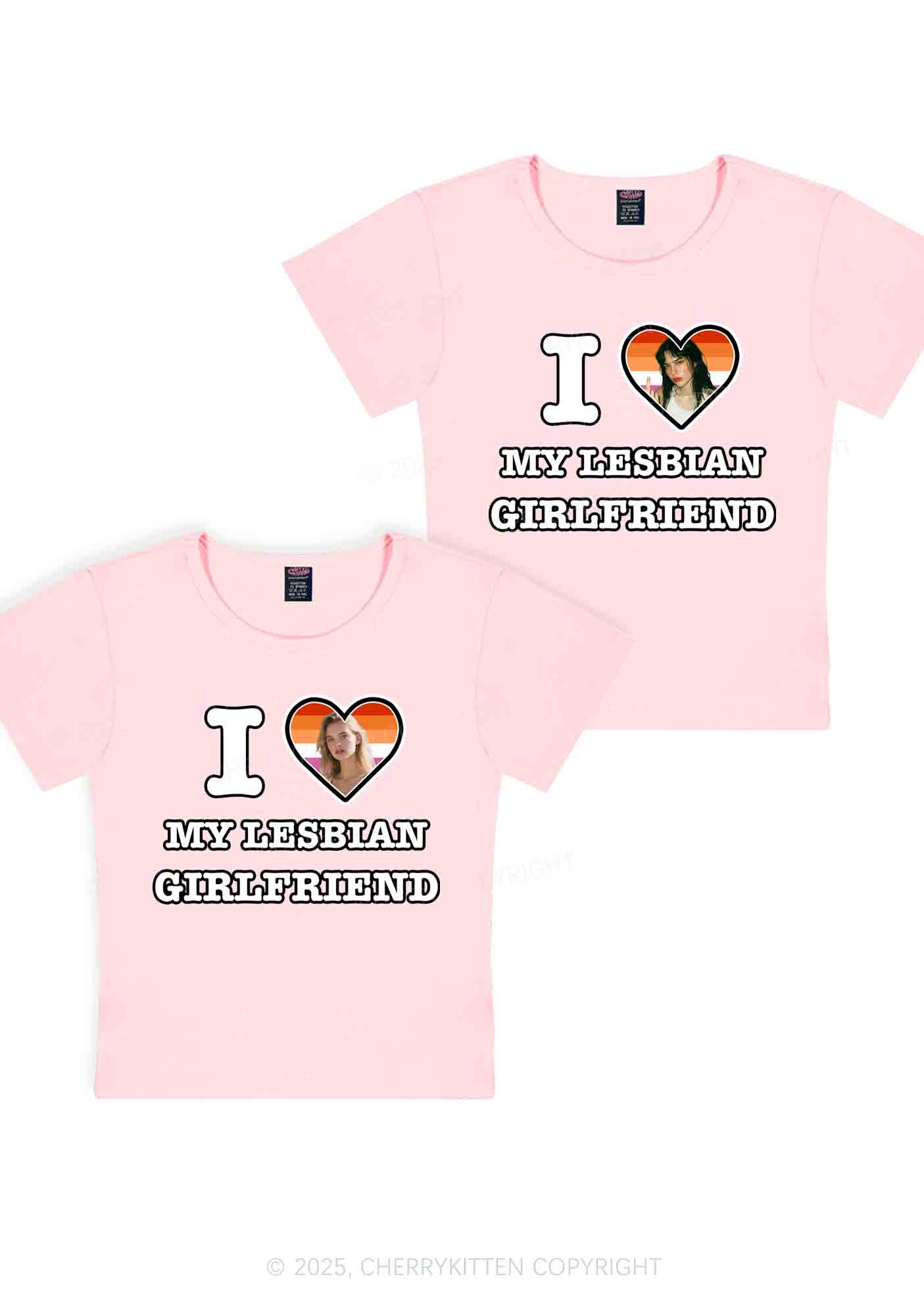 Custom My Lesbian GF Pride Y2K Valentine's Day Baby Tee Cherrykitten - Image 12