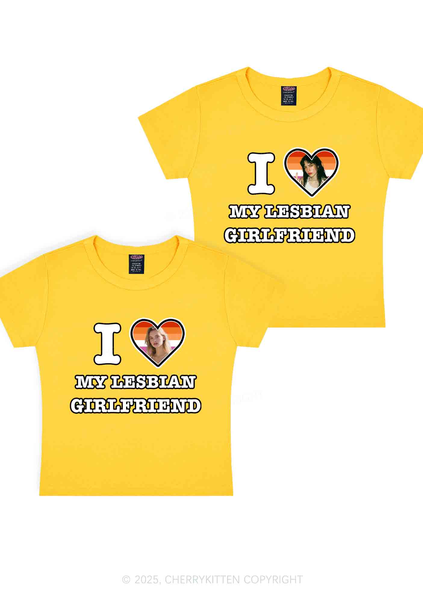 Custom My Lesbian GF Pride Y2K Valentine's Day Baby Tee Cherrykitten - Image 5