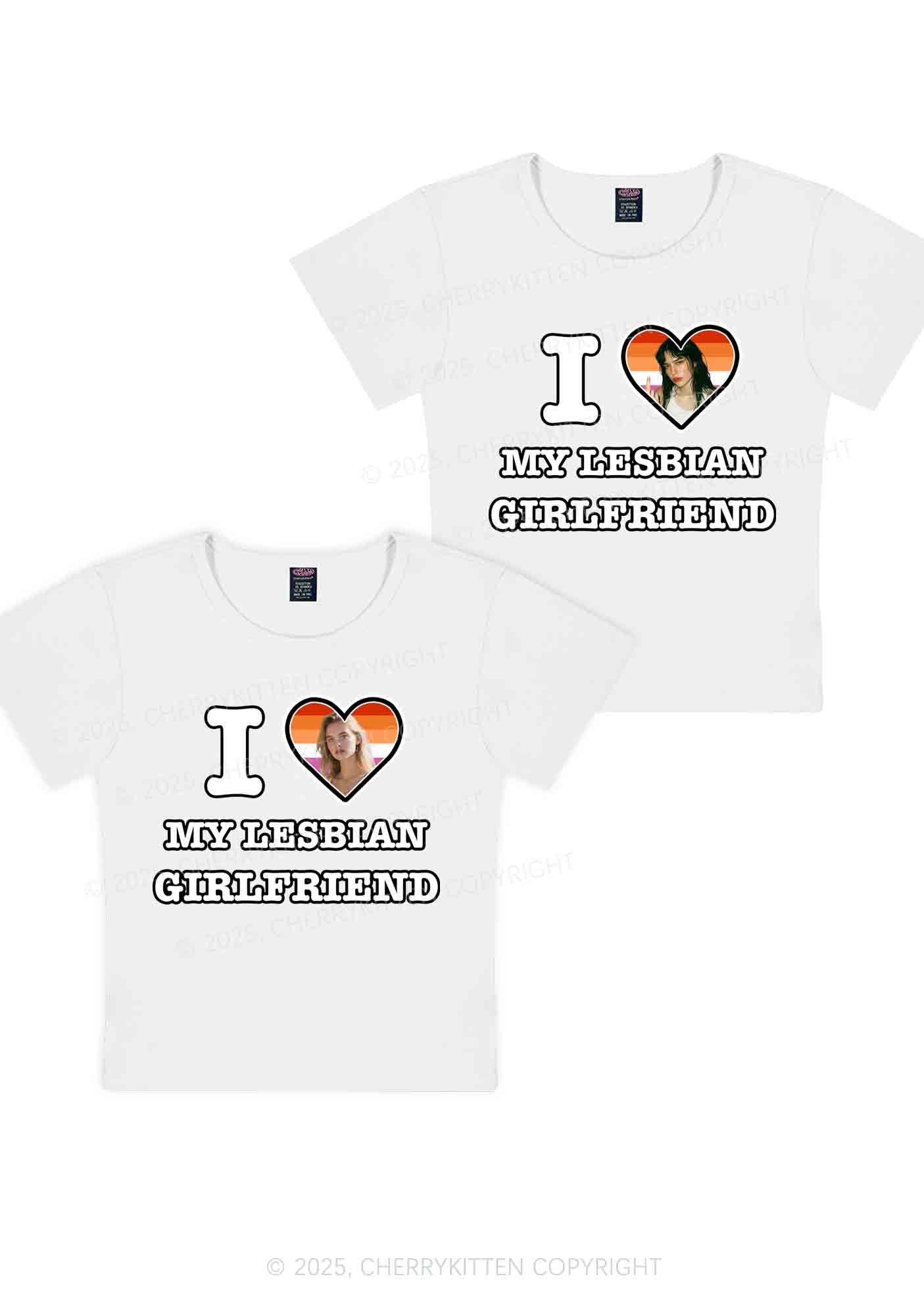 Custom My Lesbian GF Pride Y2K Valentine's Day Baby Tee Cherrykitten - Image 7