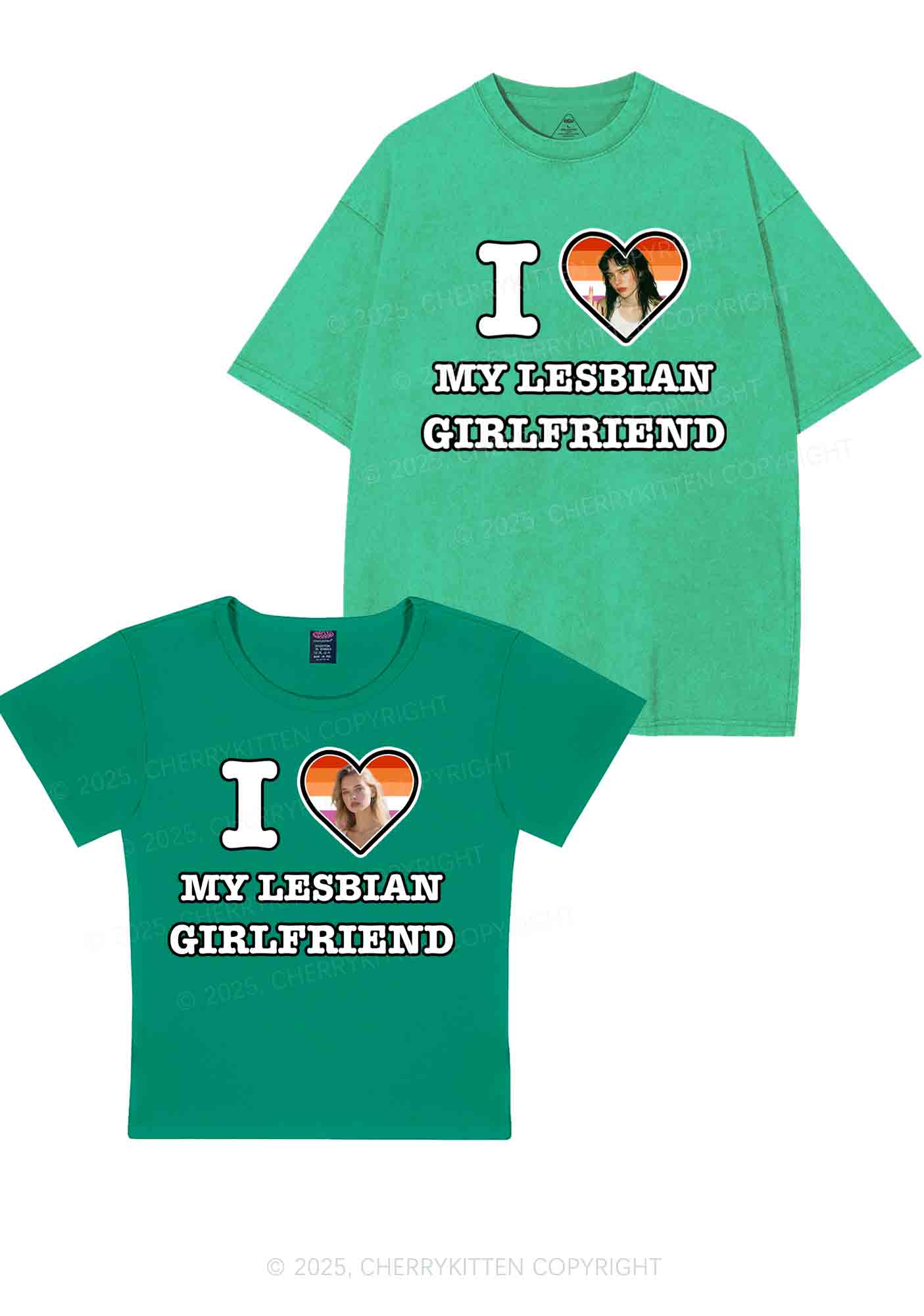 Custom My Lesbian GF Pride Y2K Valentine's Day Couple Shirt Cherrykitten - Image 10