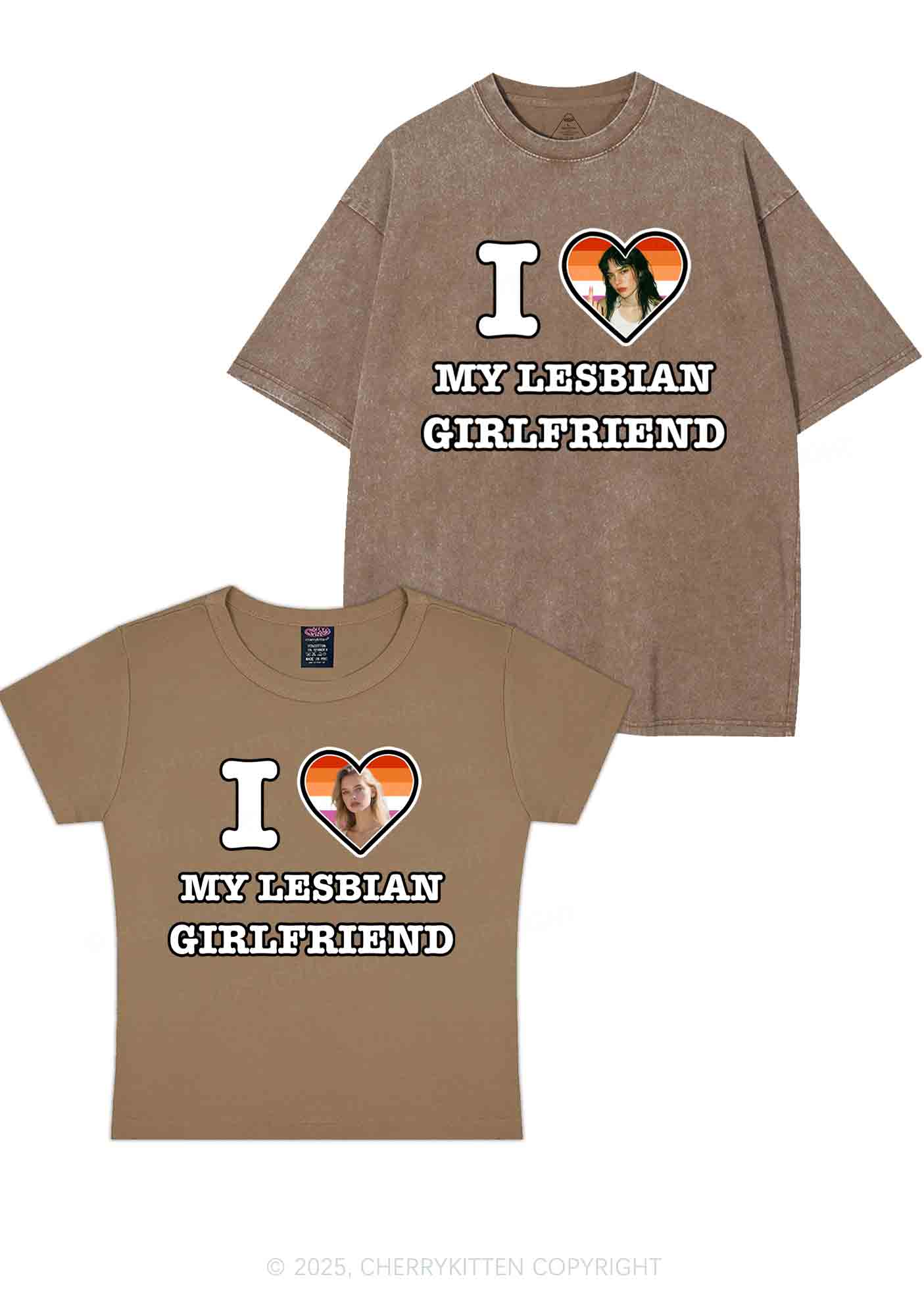 Custom My Lesbian GF Pride Y2K Valentine's Day Couple Shirt Cherrykitten - Image 13