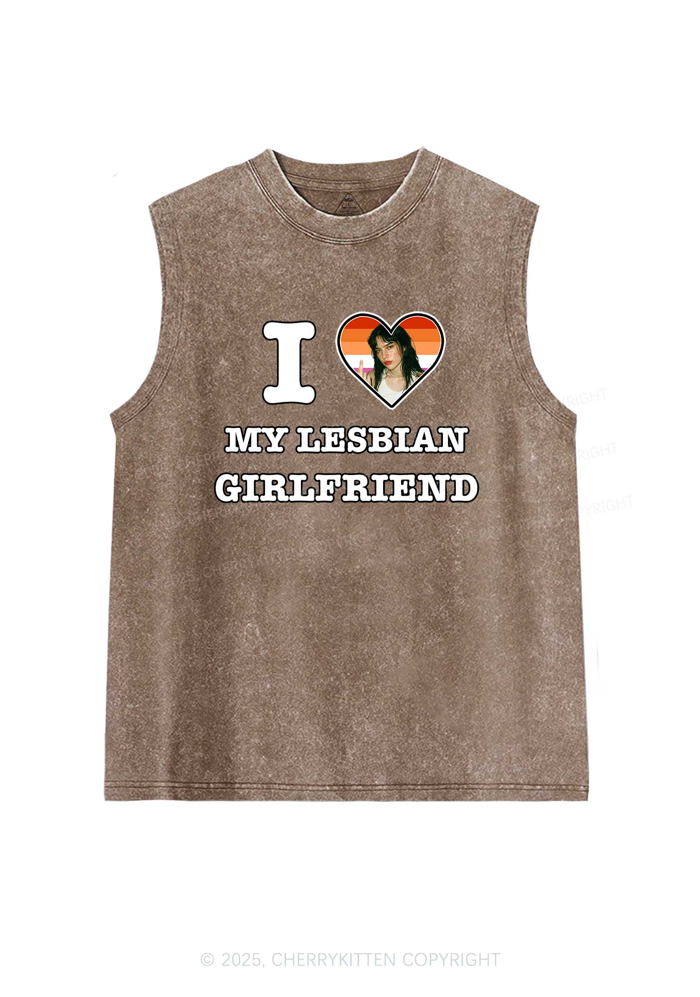 Custom My Lesbian GF Pride Y2K Washed Muscle Tank Cherrykitten - Image 5