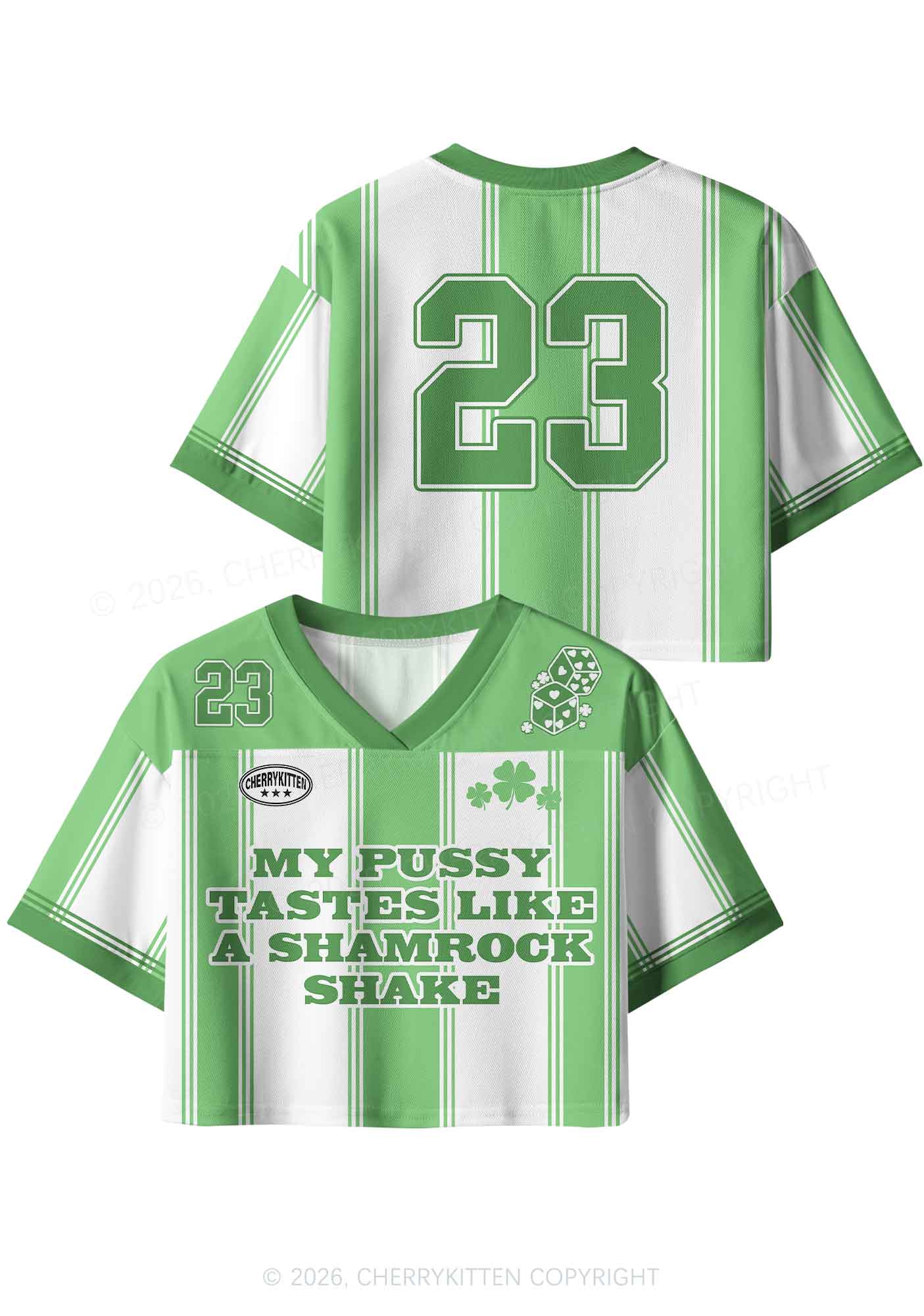 Custom My Puxxy Tastes Like Shamrock St Patricks Y2K Crop Sport Jersey Shirts Cherrykitten - Image 3