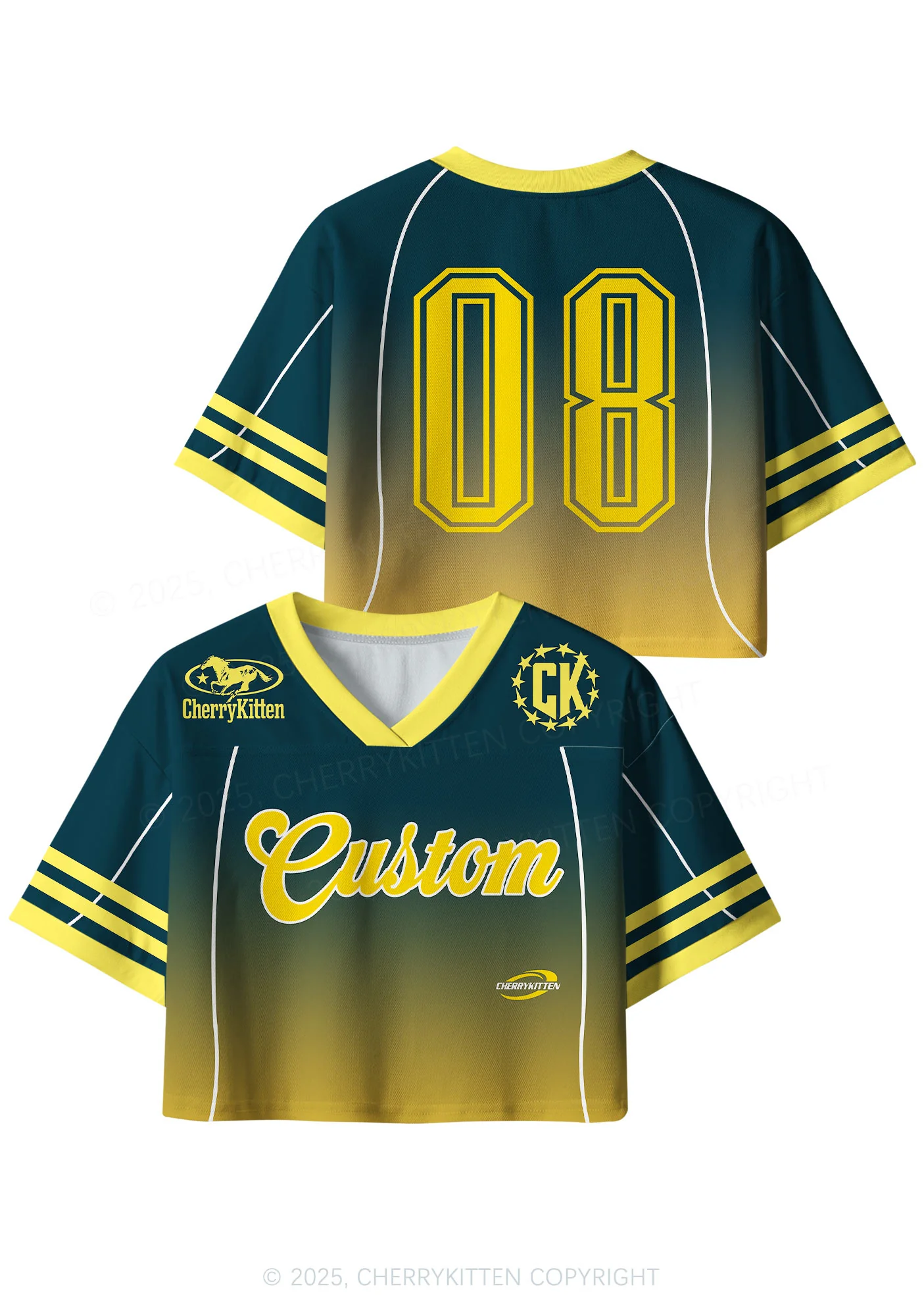 Custom Name Gradient Navy Y2K Crop Sport Jersey Shirts Cherrykitten - Image 3