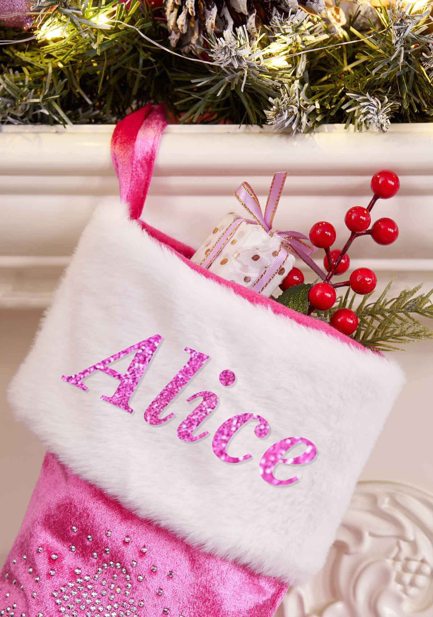 Custom Name Pink High Heels Y2K Christmas Stockings Cherrykitten - Image 7