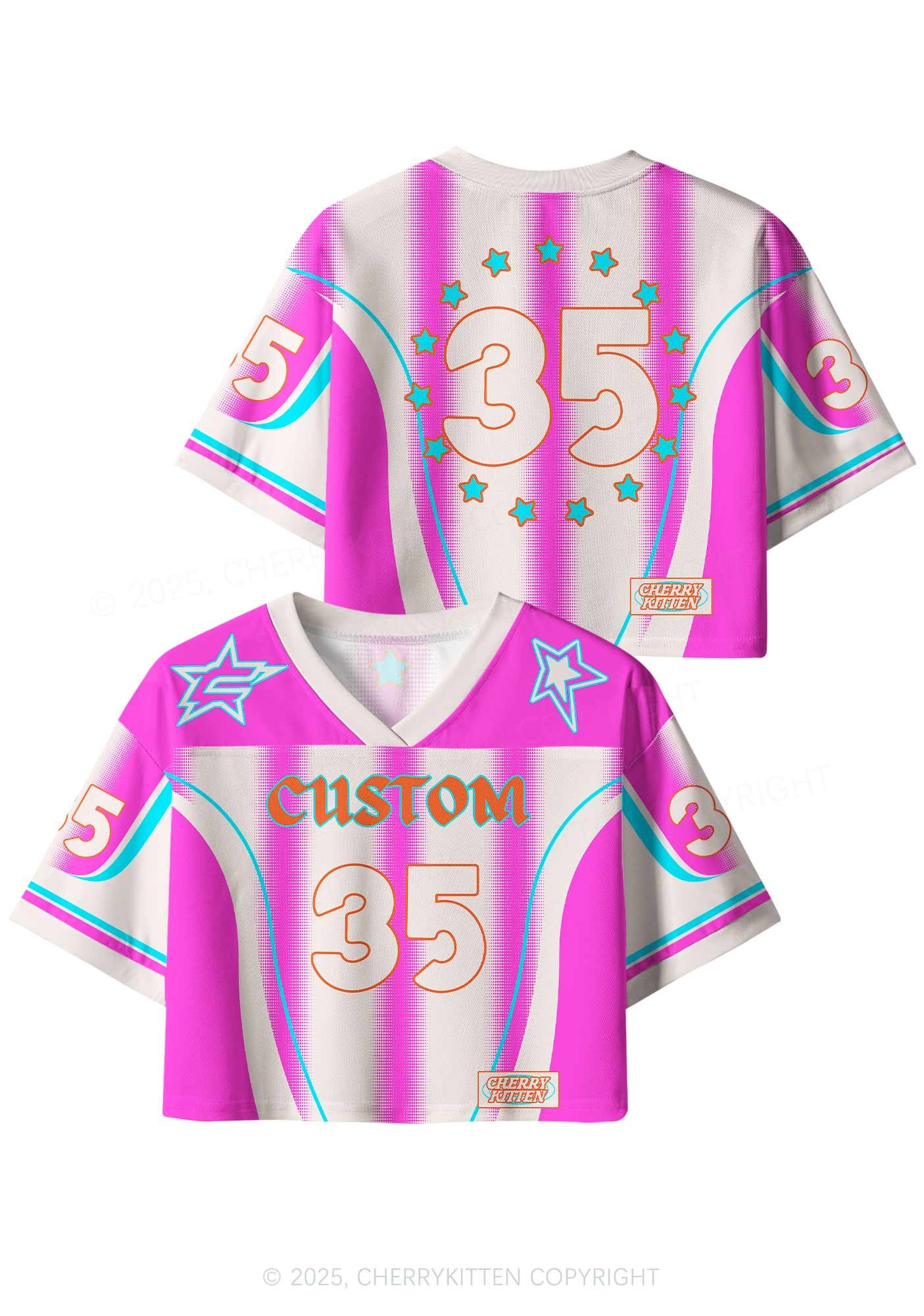 Custom Name Retro Pink?Y2K Crop Sport Jersey Shirts Cherrykitten - Image 3