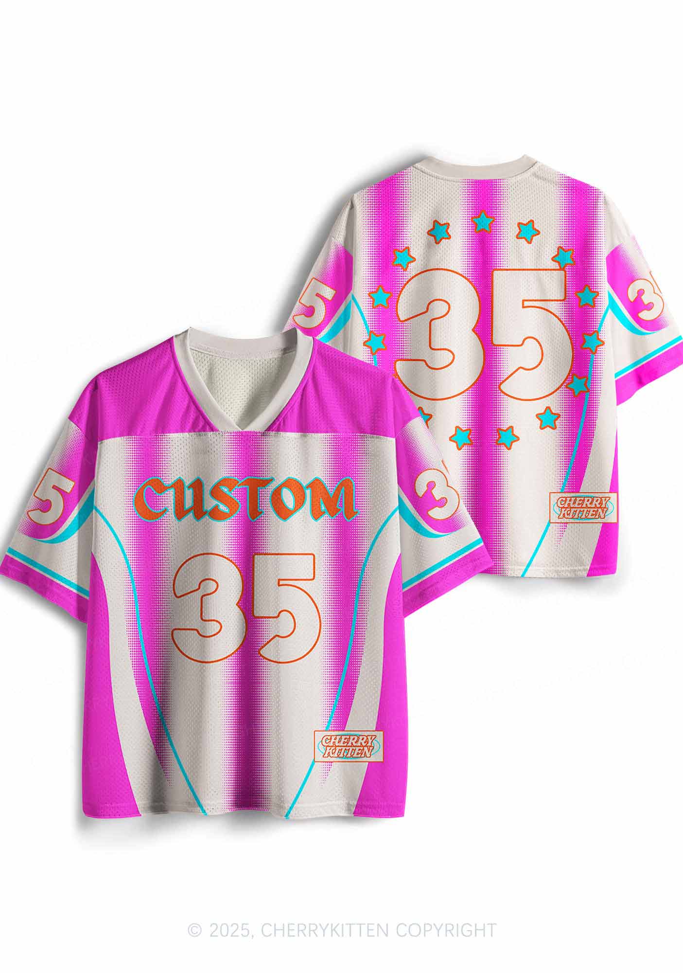 Custom Name Retro Pink Y2K Sport Jersey Shirts Cherrykitten - Image 3