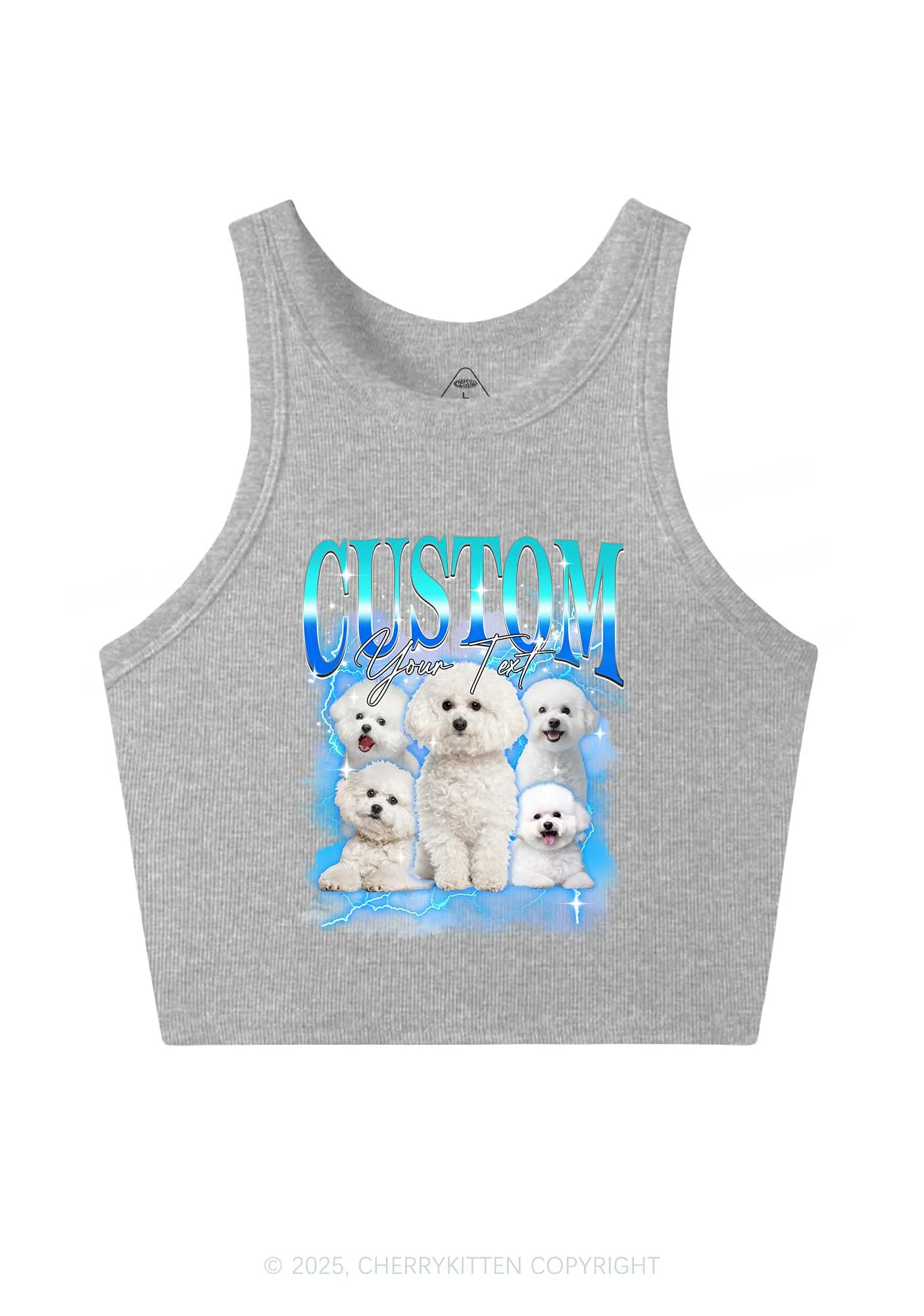 Custom Neon Lightning Cat Photo Y2K Crop Tank Top Cherrykitten - Image 6