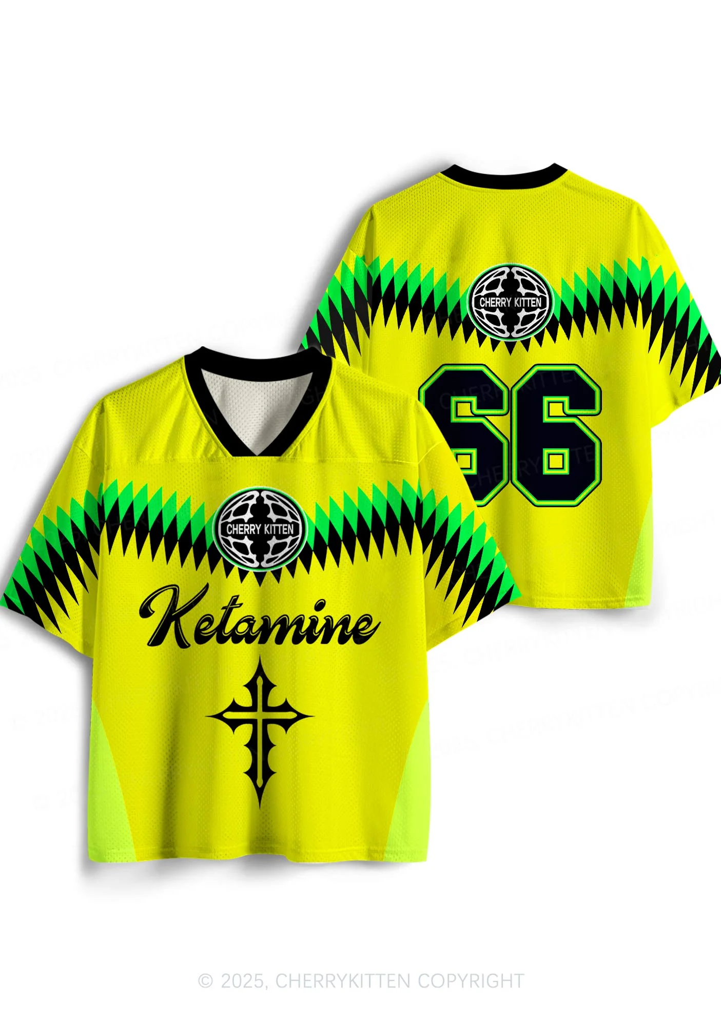 Custom Neon Yellow Ketamxxe Cross Y2K Sport Jersey Shirts Cherrykitten - Image 3