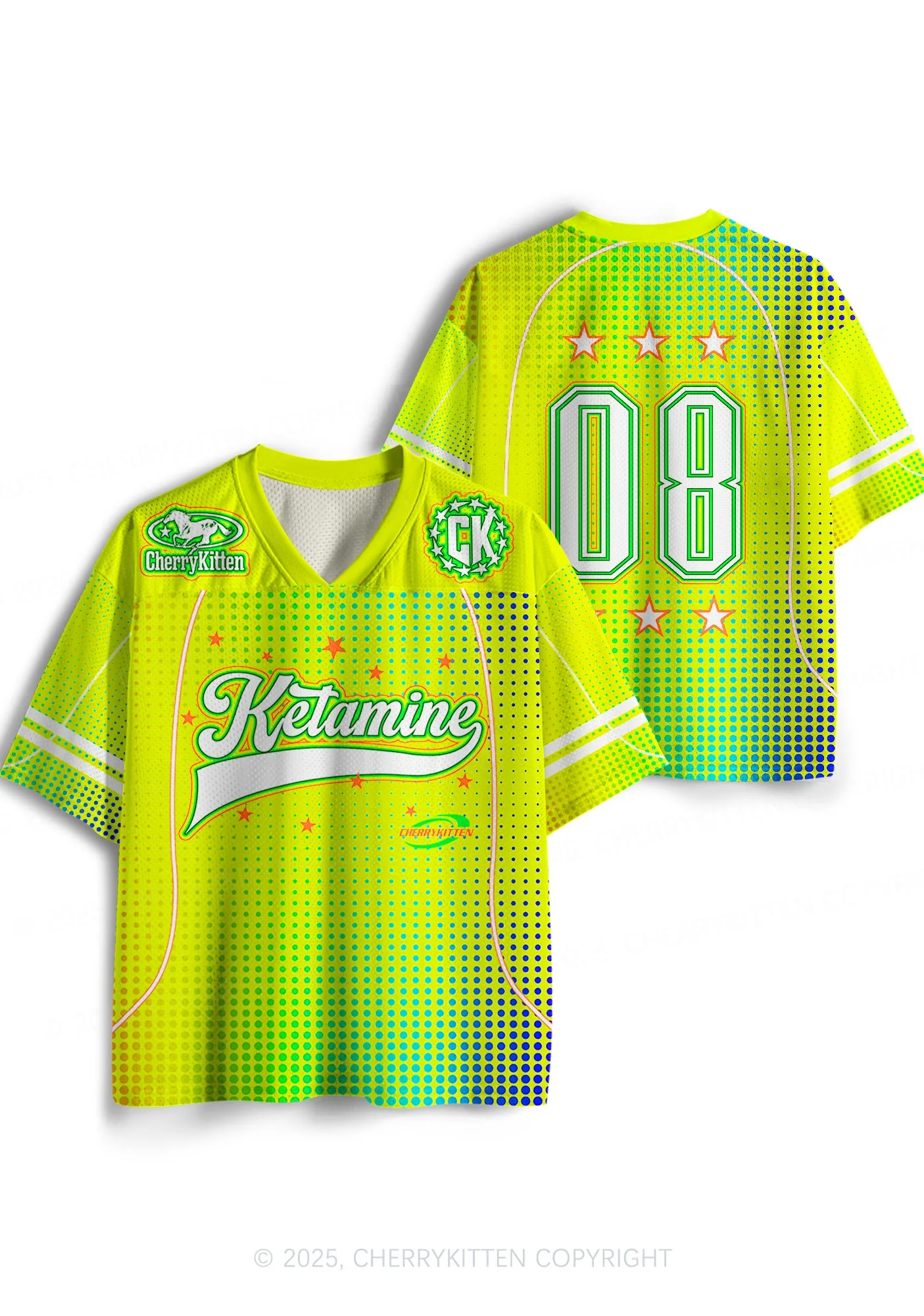 Custom Neon Yellow Ketamxxe Y2K Sport Jersey Shirts Cherrykitten - Image 3