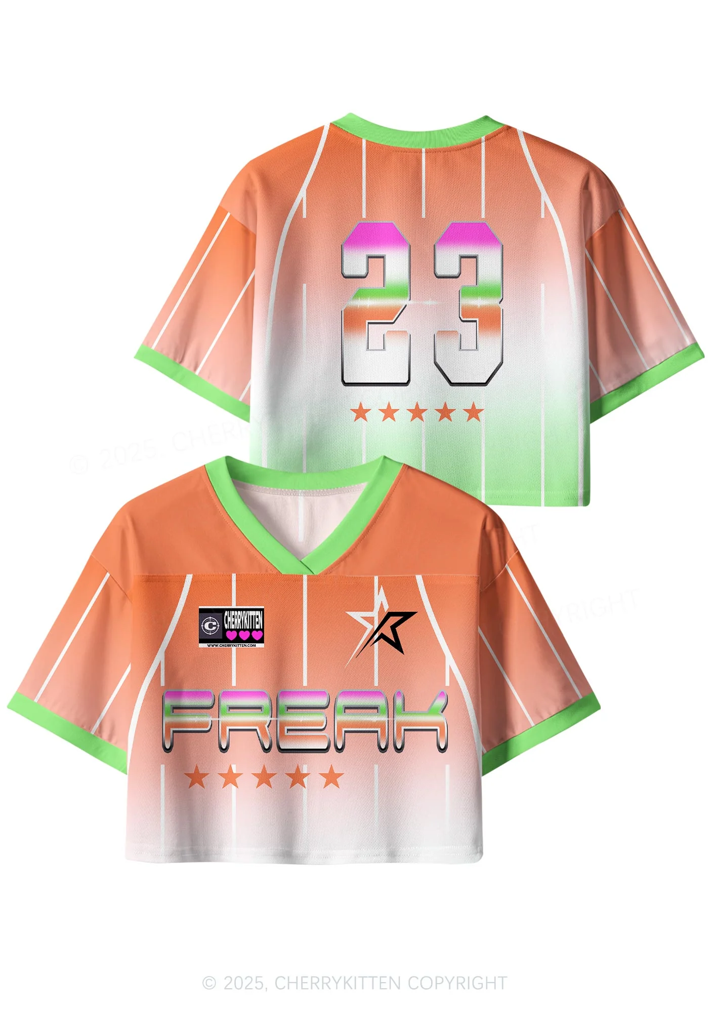 Custom Orange Freak Y2K Crop Sport Jersey Shirts Cherrykitten - Image 3