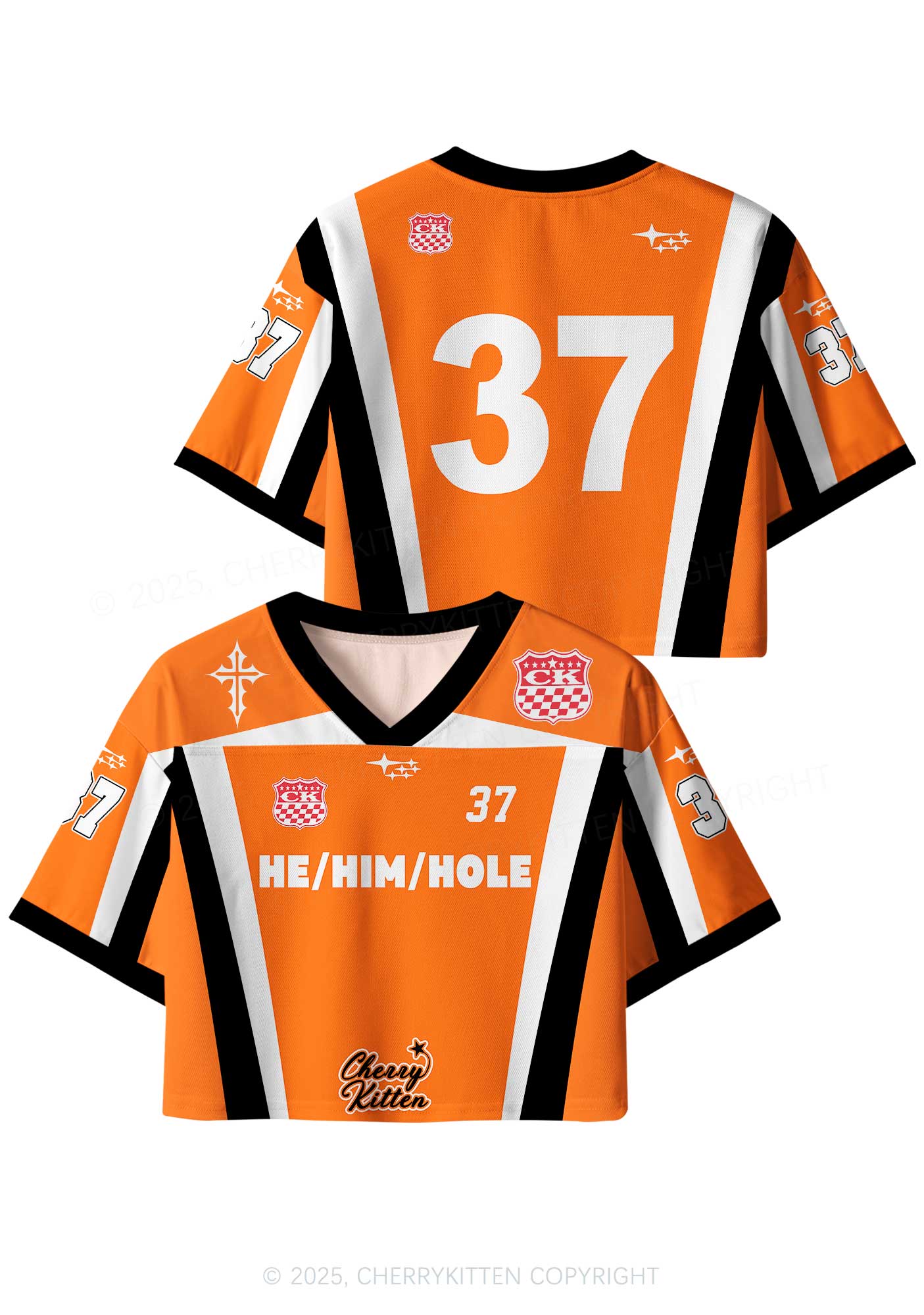 Custom Orange He Him Hole Pride Y2K Crop Sport Jersey Shirts Cherrykitten - Image 3