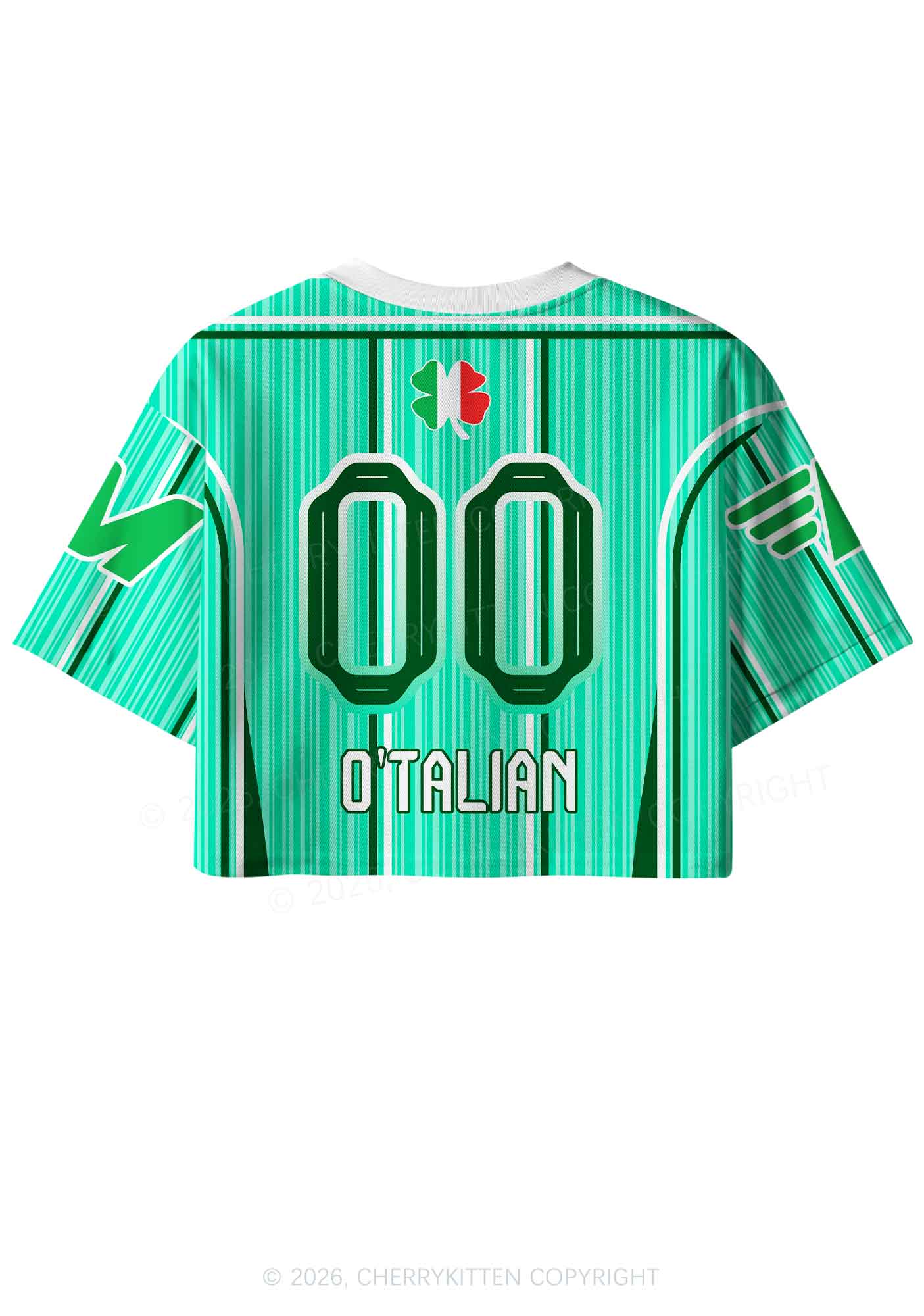Custom OTalian Shamrock St Patricks Y2K Crop Sport Jersey Shirts Cherrykitten - Image 4