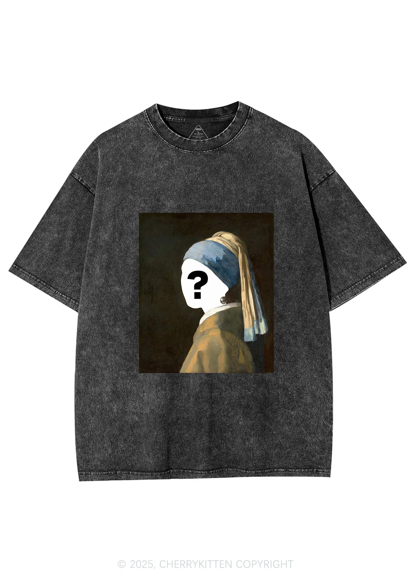 Custom Pearl Portrait Y2K Shirts Washed Tee Cherrykitten - Image 4