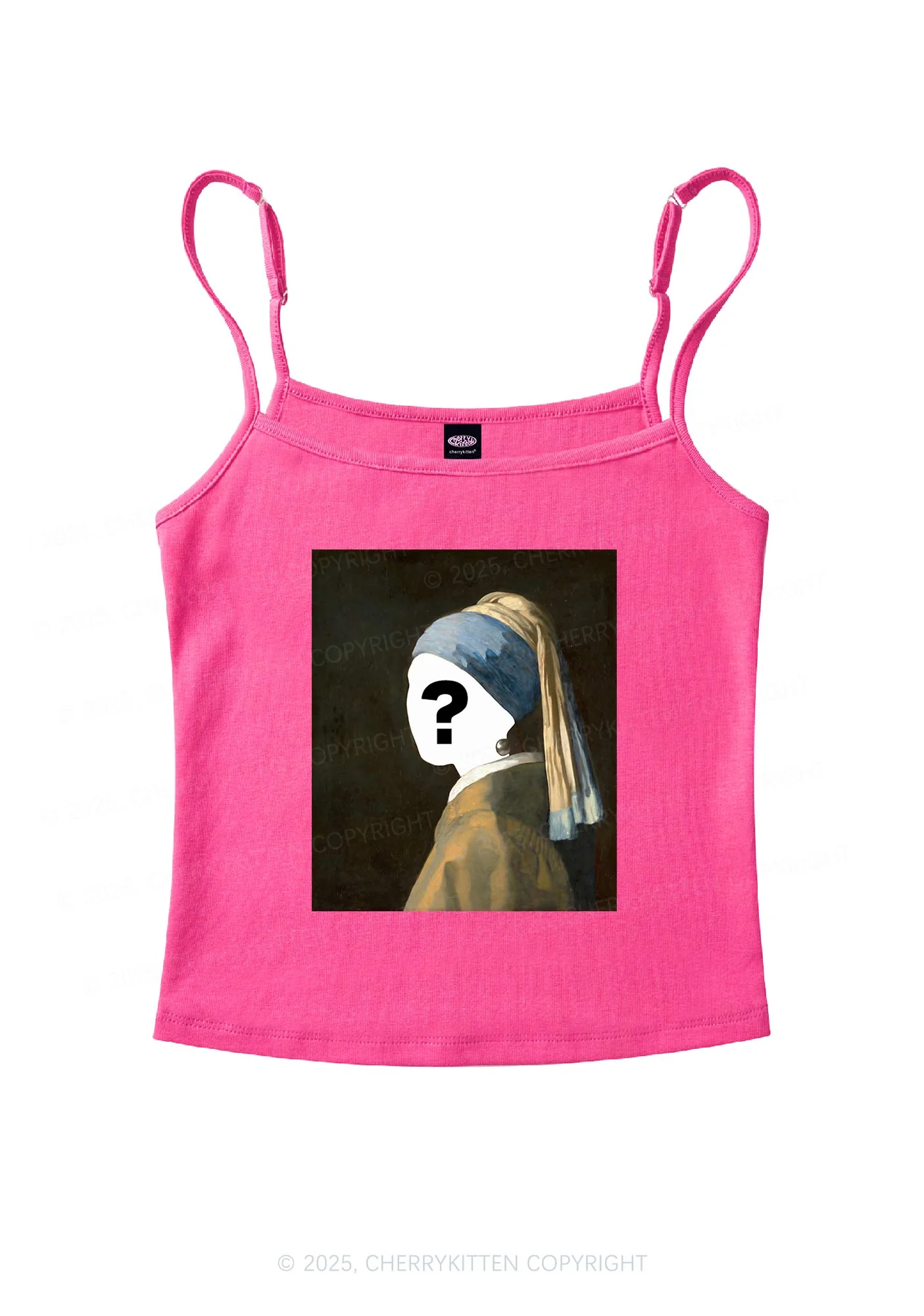 Custom Pearl Portrait Y2K Spaghetti Strap Cami Cherrykitten - Image 4