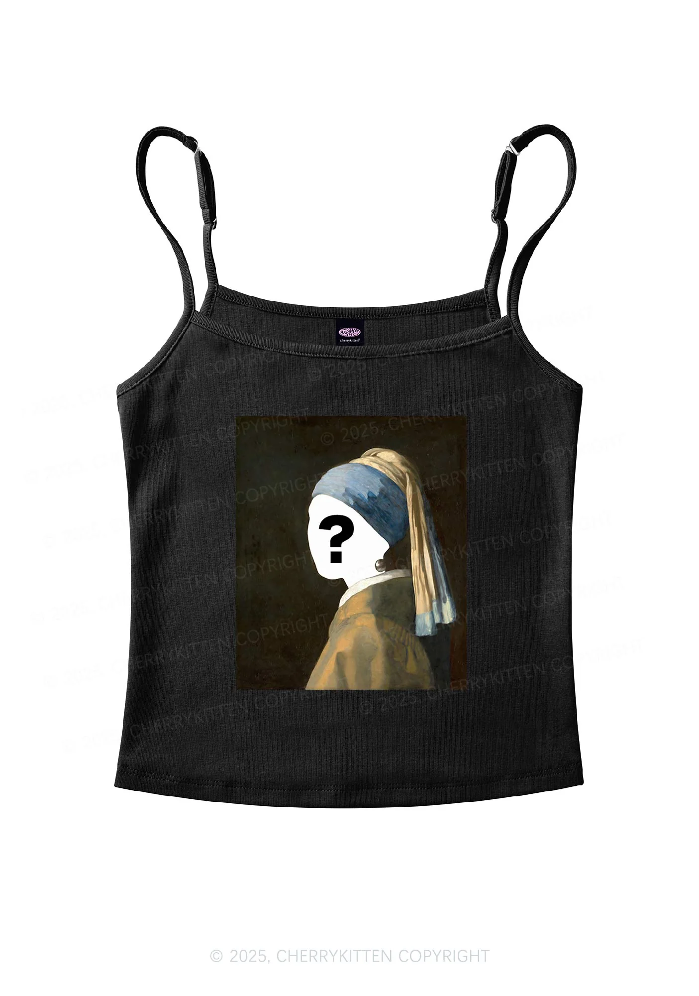Custom Pearl Portrait Y2K Spaghetti Strap Cami Cherrykitten - Image 6