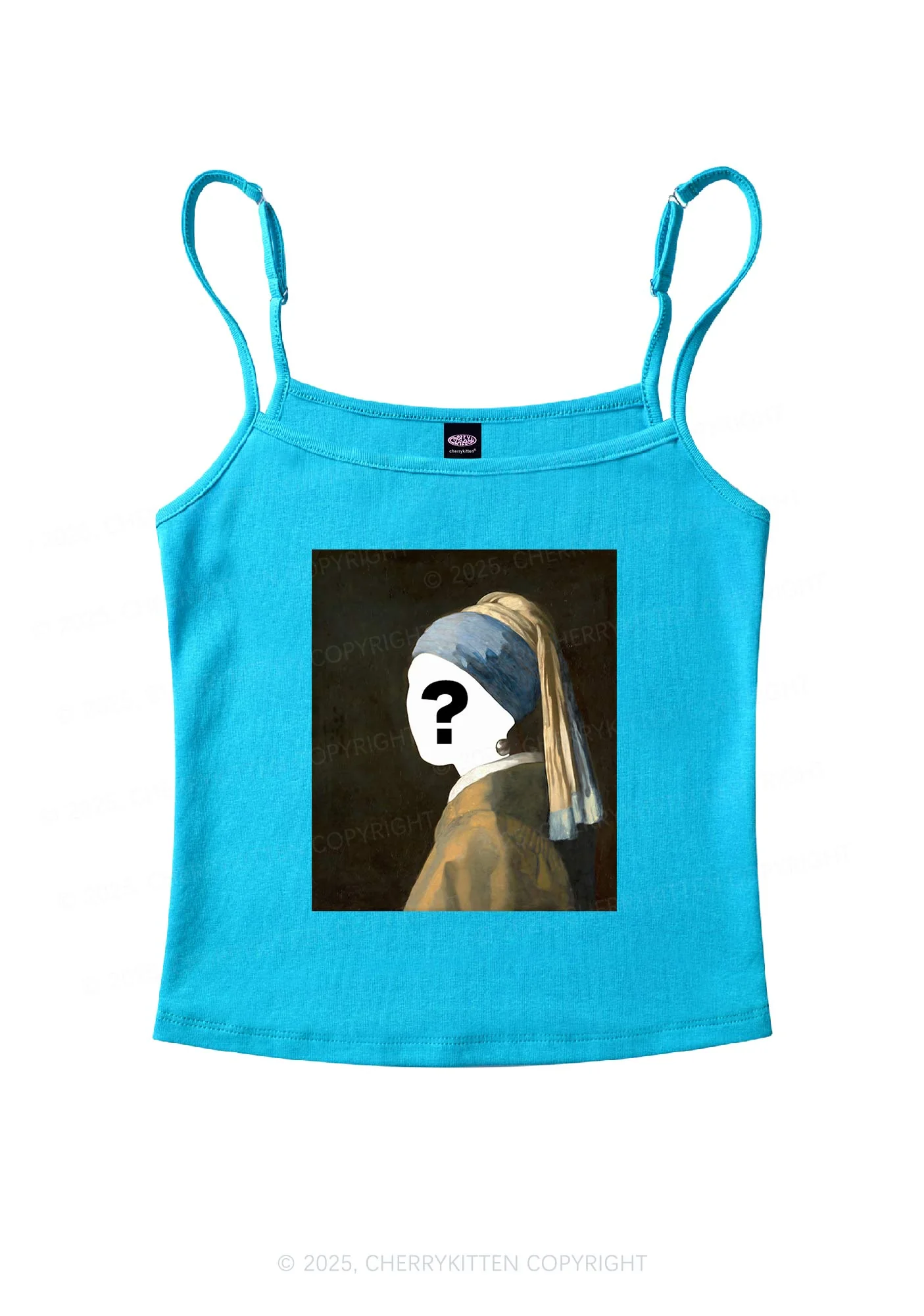 Custom Pearl Portrait Y2K Spaghetti Strap Cami Cherrykitten - Image 7