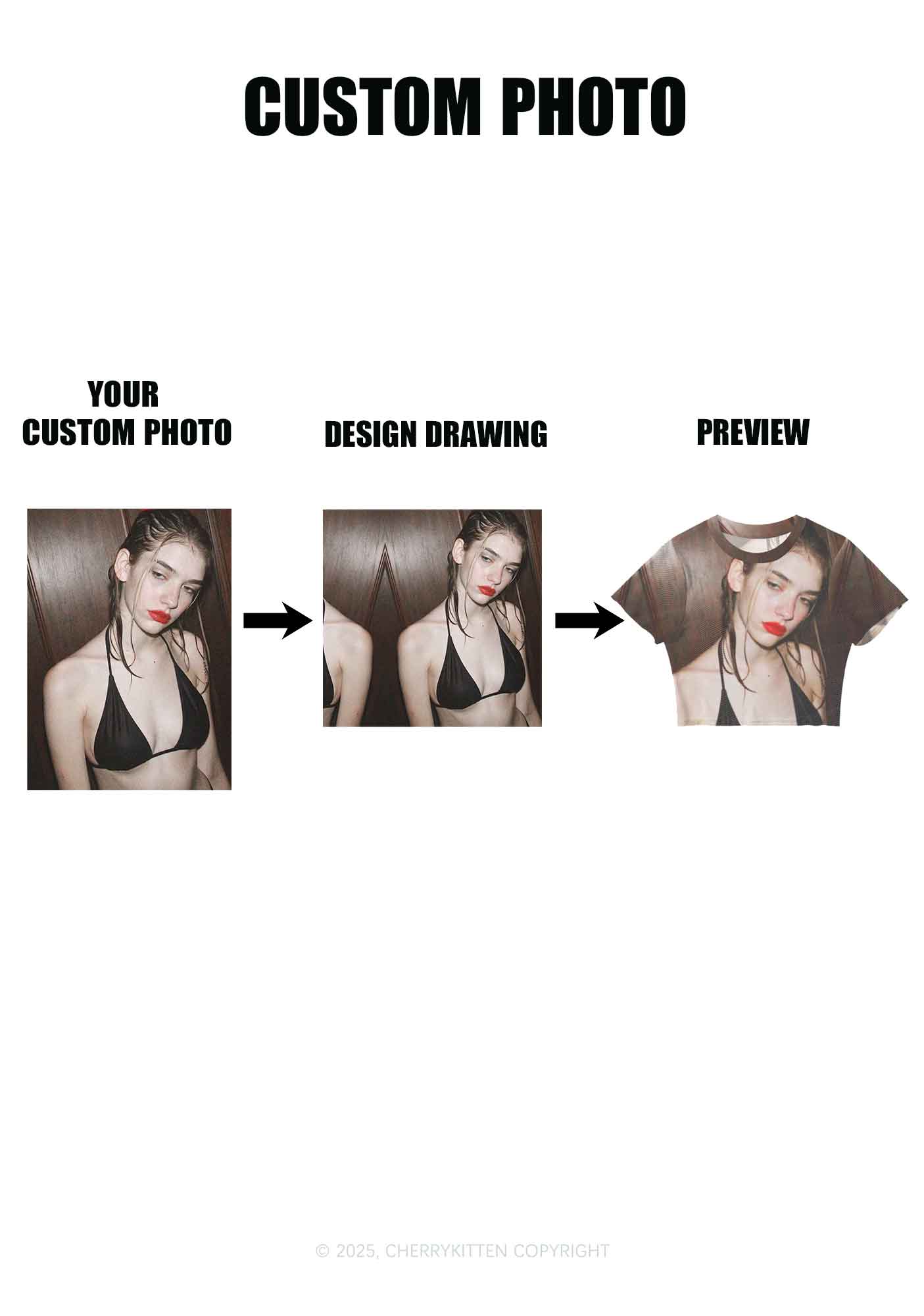 Custom Personalized Photo Y2K Mesh Crop Top Cherrykitten - Image 2