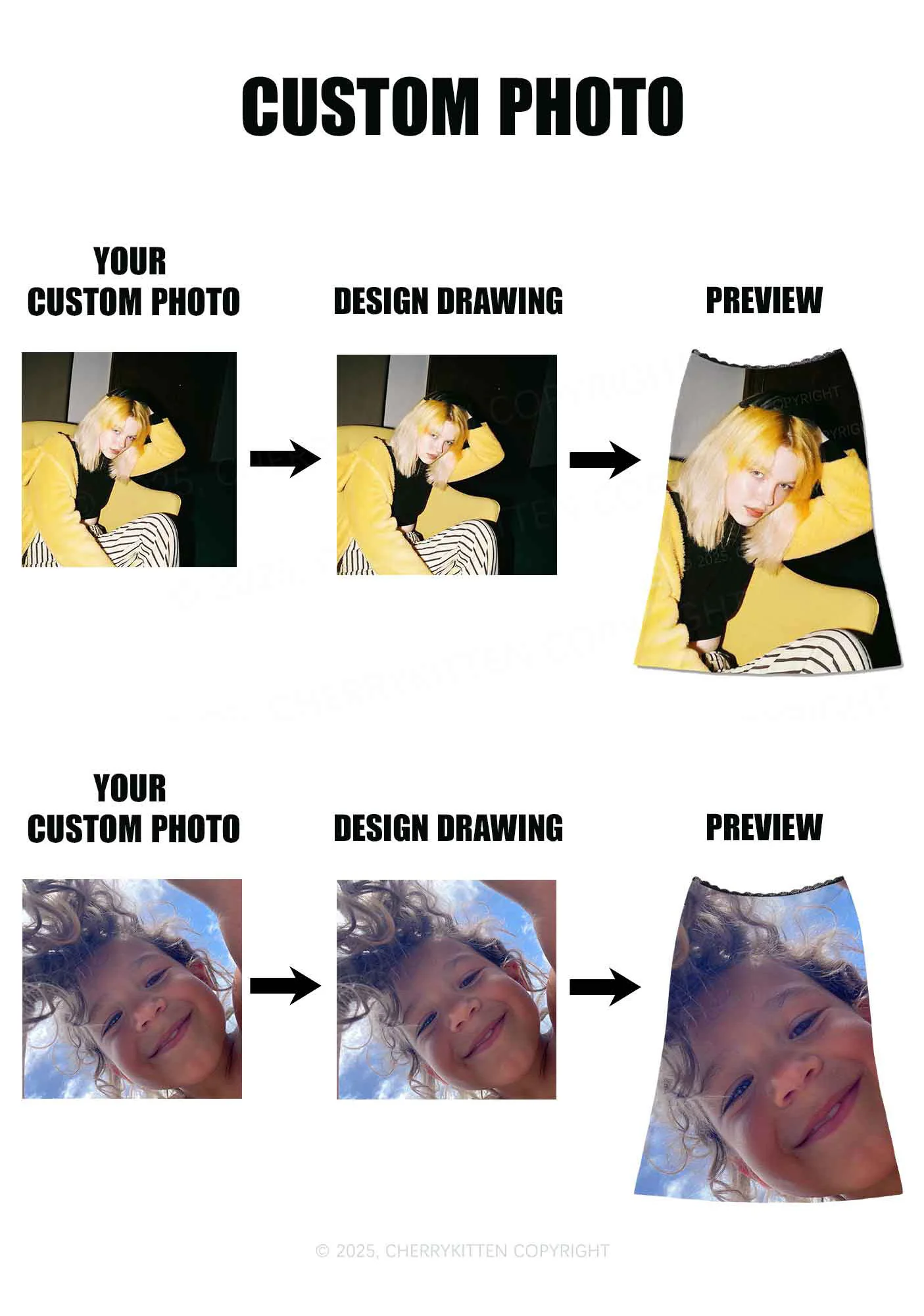 Custom Personalized Photo Y2K Print Midi Skirt Cherrykitten - Image 2