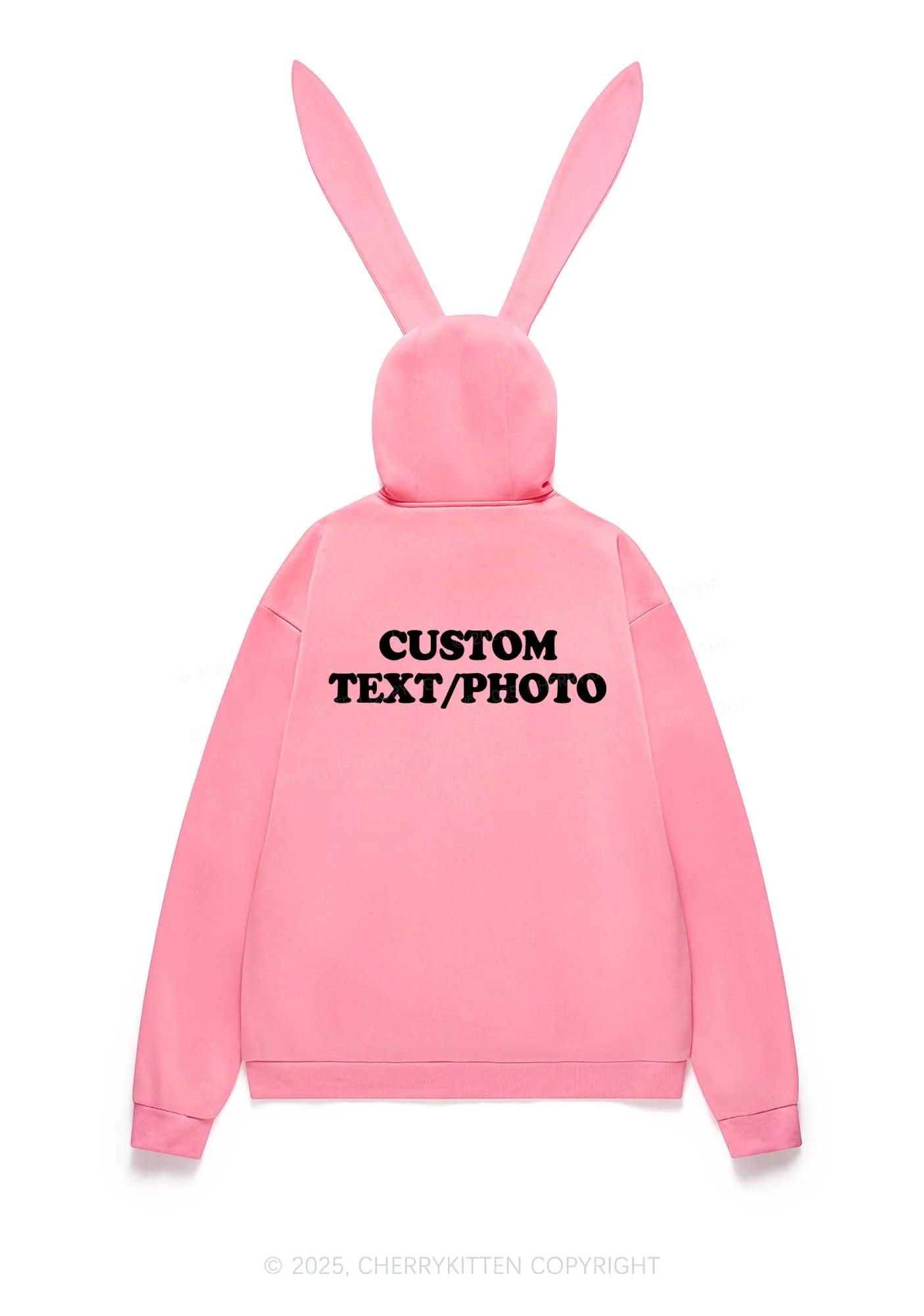 Custom Personalized Text Y2K Bunny Ear Zip Hoodie Cherrykitten - Image 6