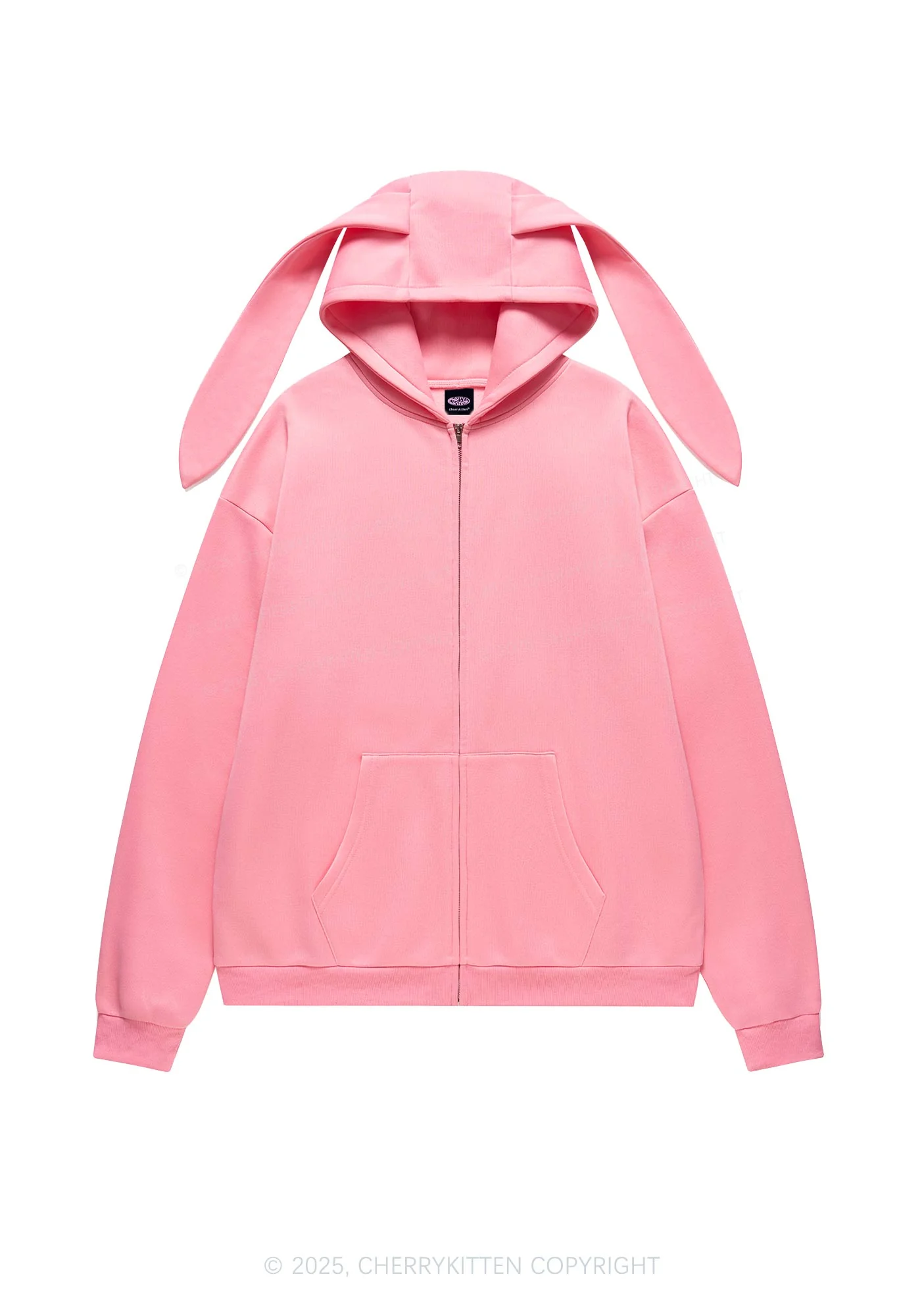 Custom Personalized Text Y2K Bunny Ear Zip Hoodie Cherrykitten - Image 7