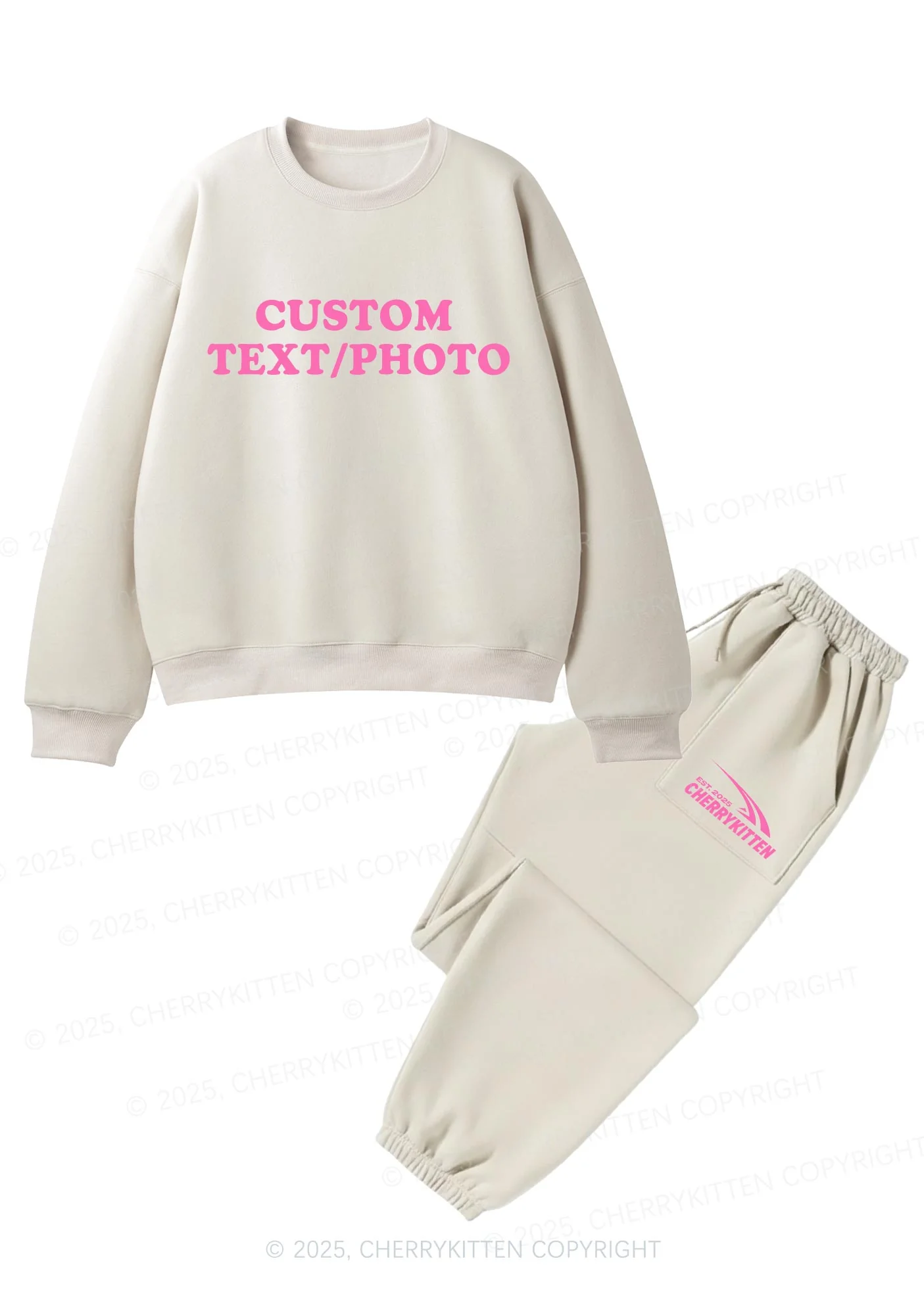 Custom Personalized Text Y2K Fleece Sweatshirts Set Cherrykitten - Image 5
