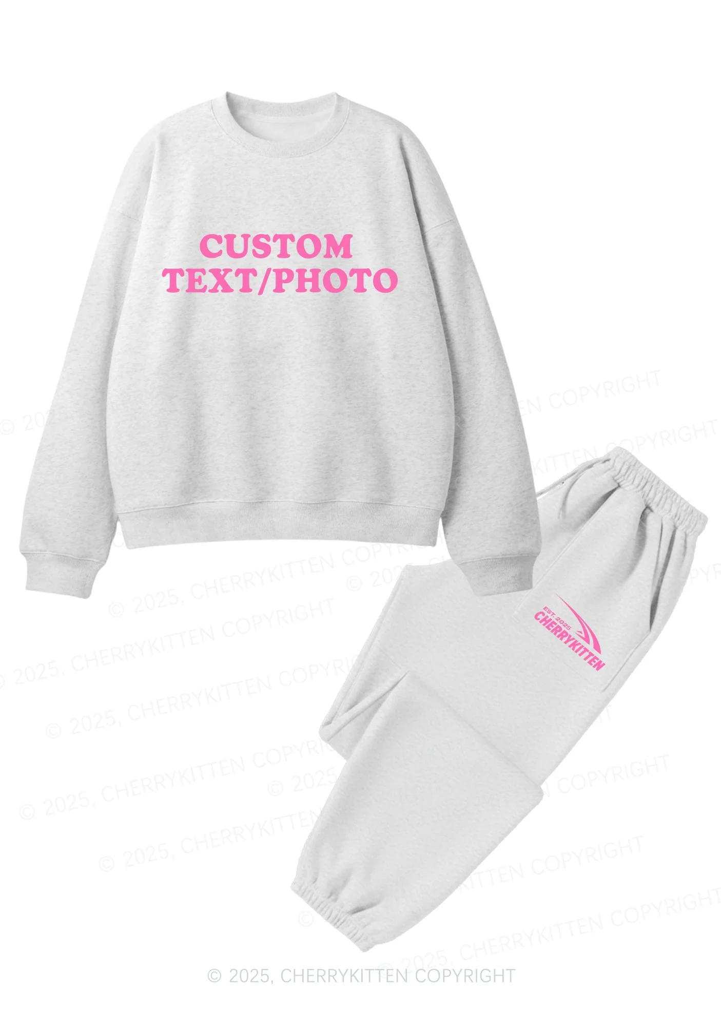 Custom Personalized Text Y2K Fleece Sweatshirts Set Cherrykitten - Image 6