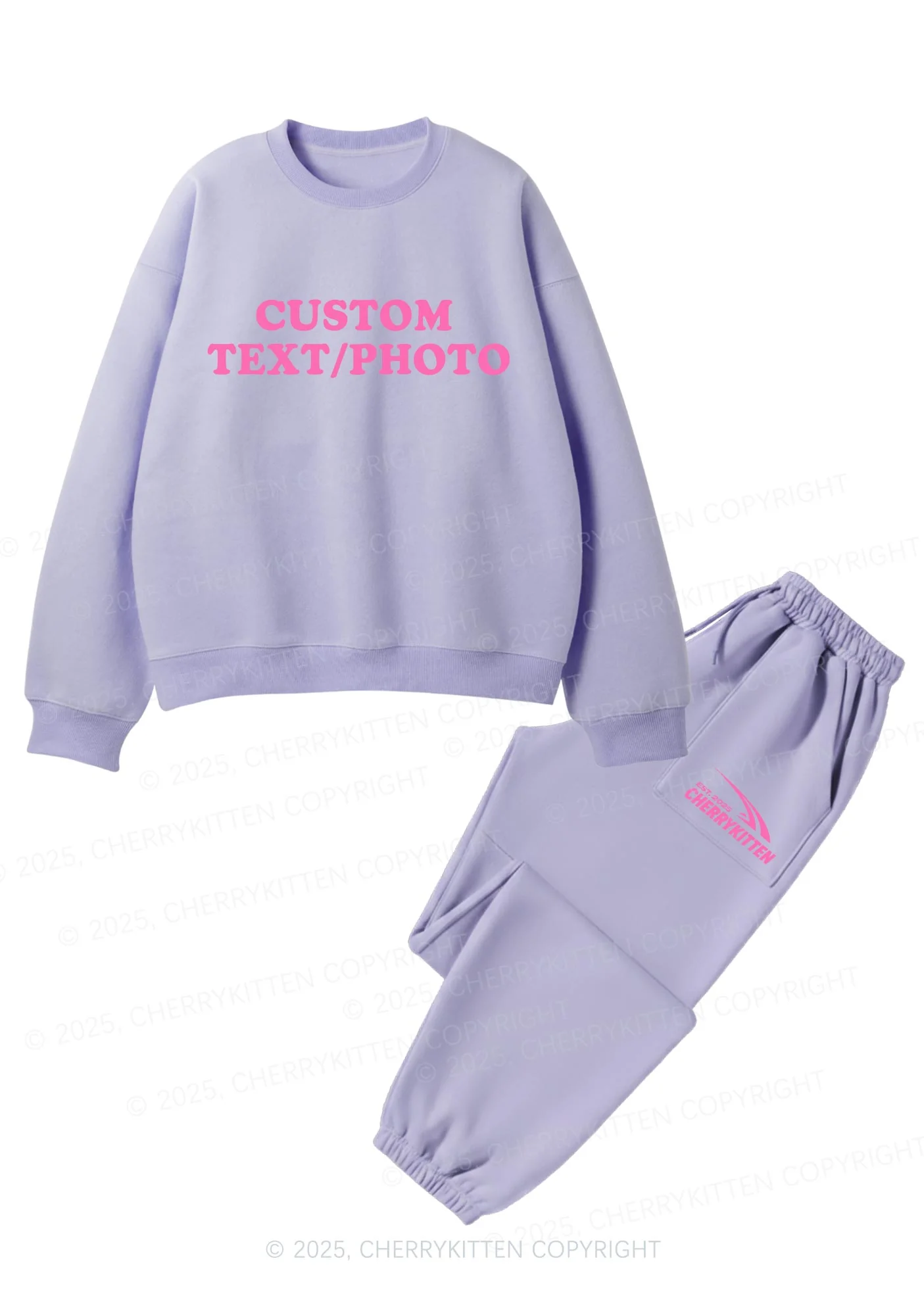 Custom Personalized Text Y2K Fleece Sweatshirts Set Cherrykitten - Image 7
