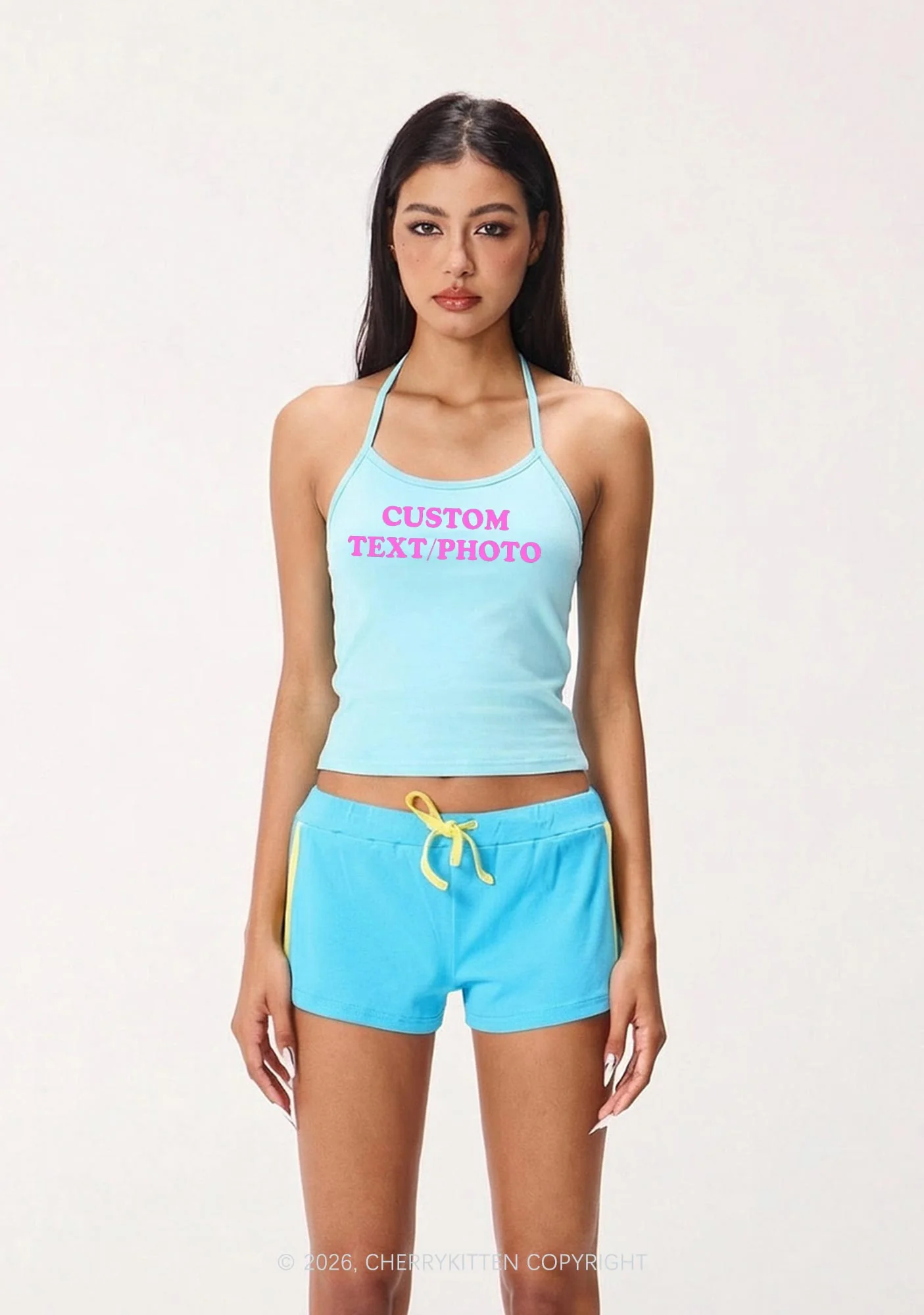 Custom Personalized Text Y2K Halter Neck Cami Cherrykitten - Image 4