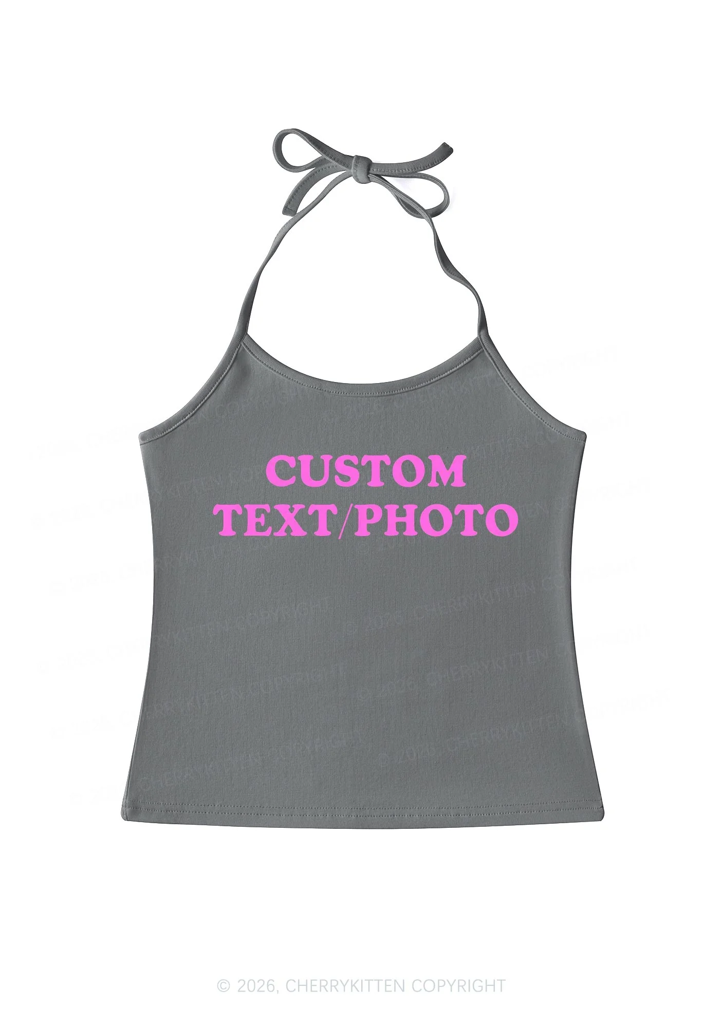 Custom Personalized Text Y2K Halter Neck Cami Cherrykitten - Image 8